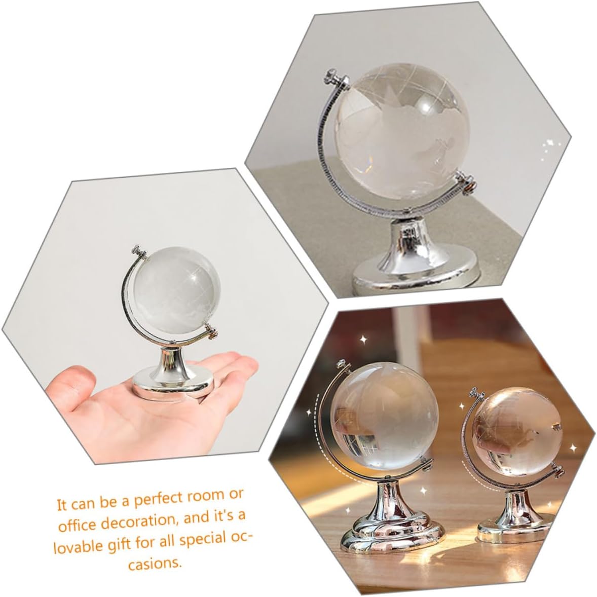 2pcs Artificial Crystal Map Globe Decorative Balls Xmas for Room Ornament image 2