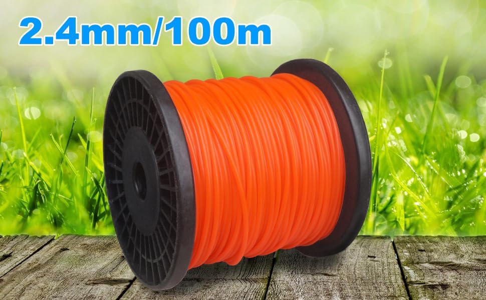 Grass Strimmer Line 328ft .095'' Round String Trimmer Line 2.4mm Replacement Spool Nylon Material for Trimming Lawn Weeds Grass, Orange Color thumbnail