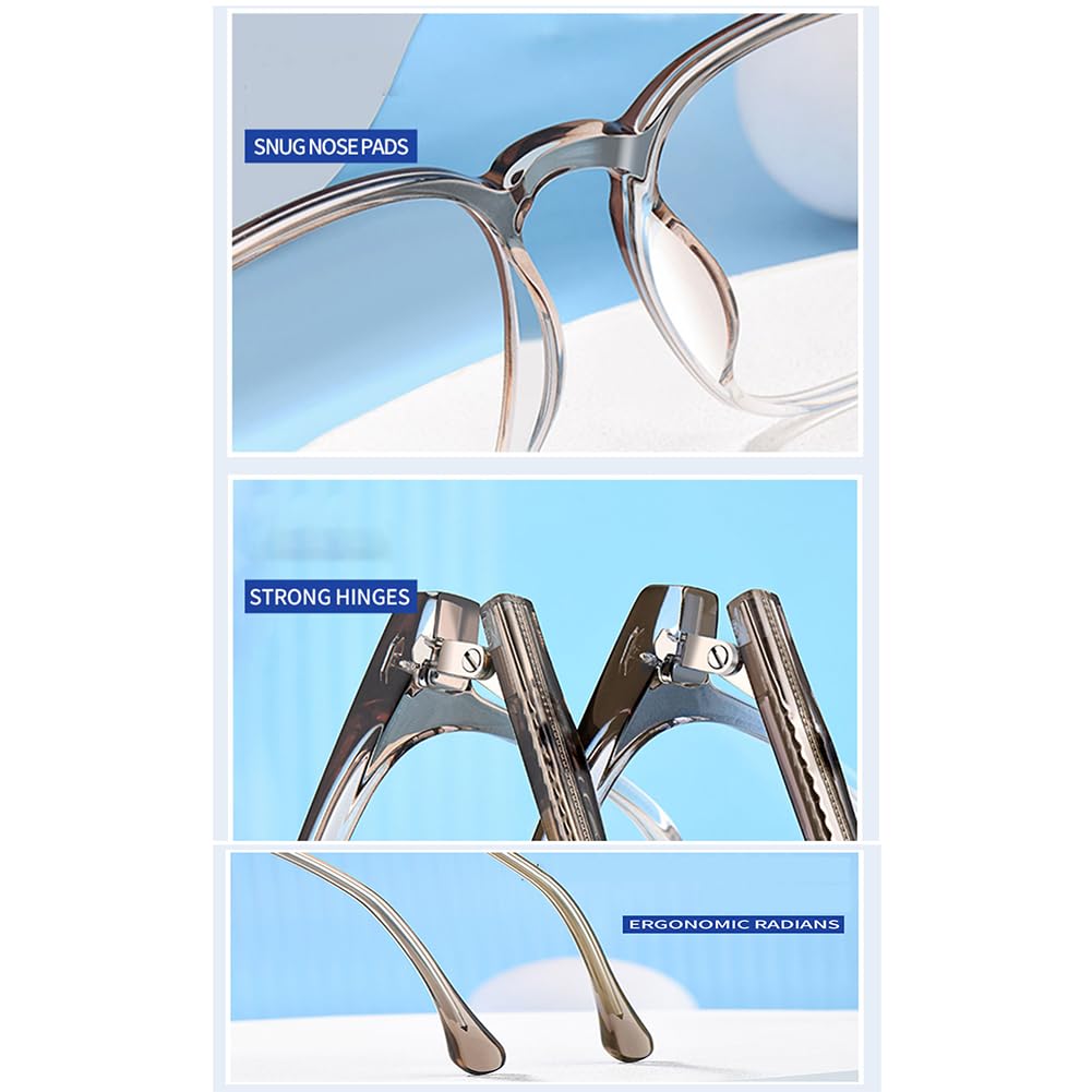 JIETIAN Ultraleichte großformatige HD Lesebrille mit Anti-Blaulicht/Anti-Ermüdungseffekt, asphärische Kunstharzgläser Business Lesebrille,01,+2.5