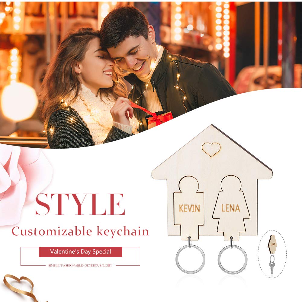 2x Porte-clés En Bois, Gravés Des Deux Côtés