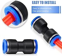 Vista 3 de Konohan 100 piezas de accesorios de manguera de aire accesorios de línea de aire recto empuje a enlace 4 6 8 10 0.472 in Conectores neumáticos