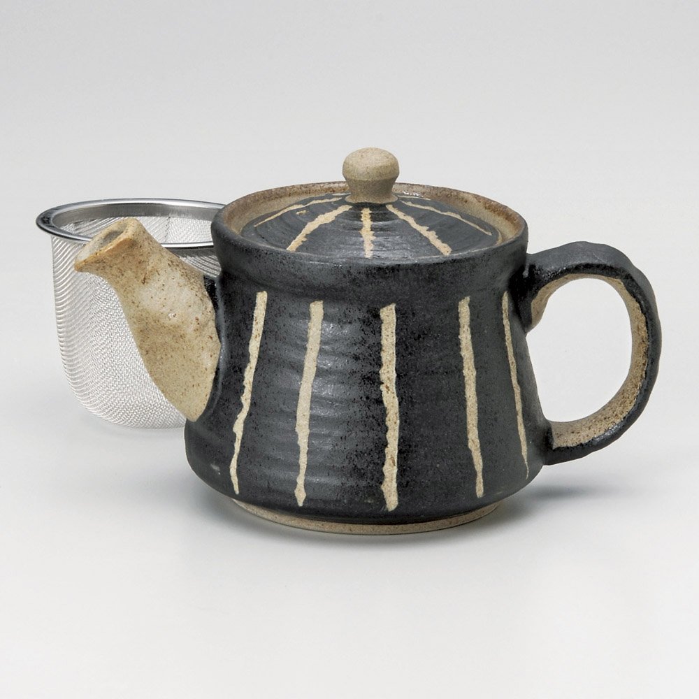 Small Carved Small Pot (Black), 3.9 x 4.9 inches (10 x 12.5 cm), 11.8 fl oz (290 g), Pot: Restaurant, Stylish, Tableware, Commercial Use