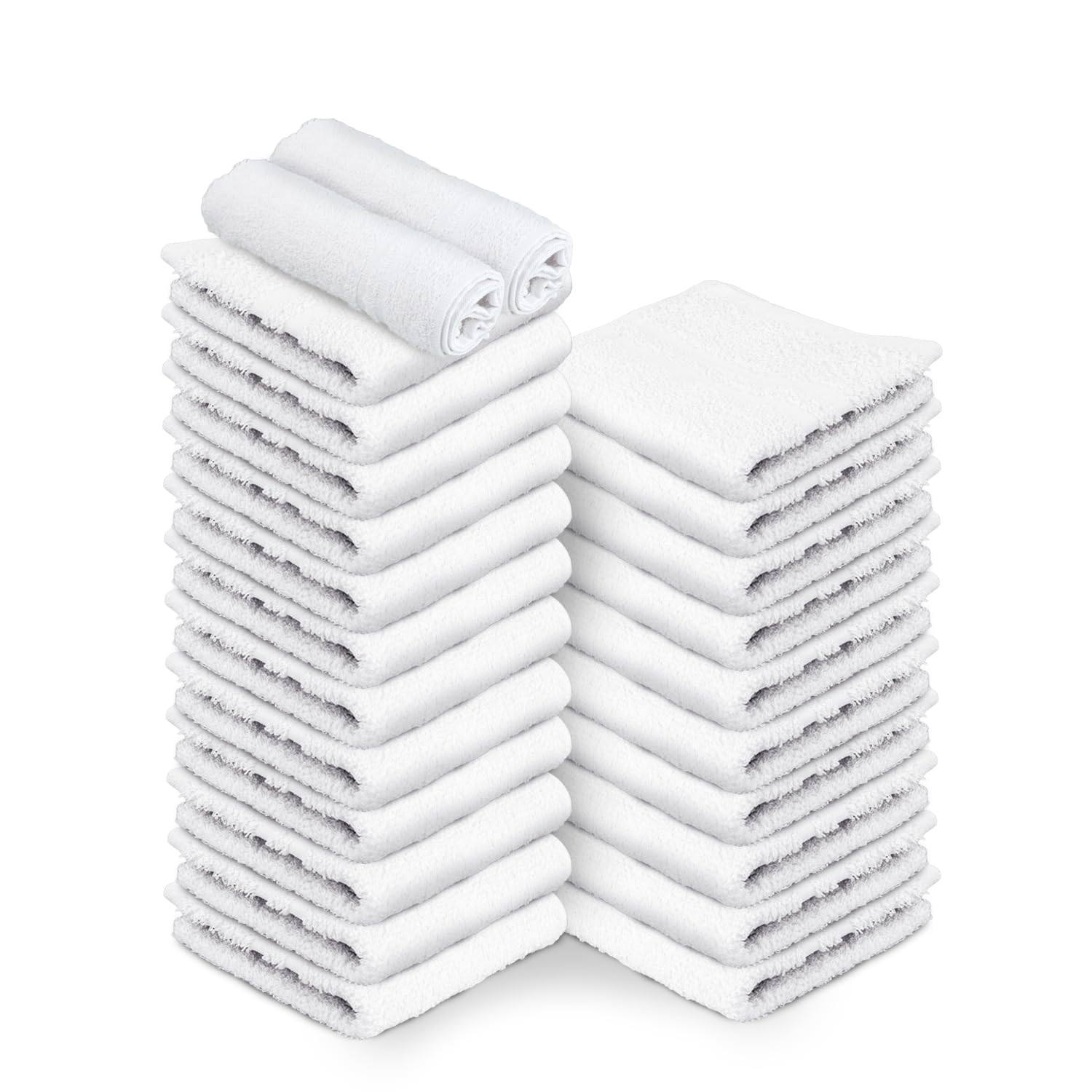 24 Pack White Hand Towels 100% Cotton Spa Towel – 16x27 inches Highly Absorbable Facial Towels Gym, Hair, Face, Bulk Small Towels (Not Bleach Proof)