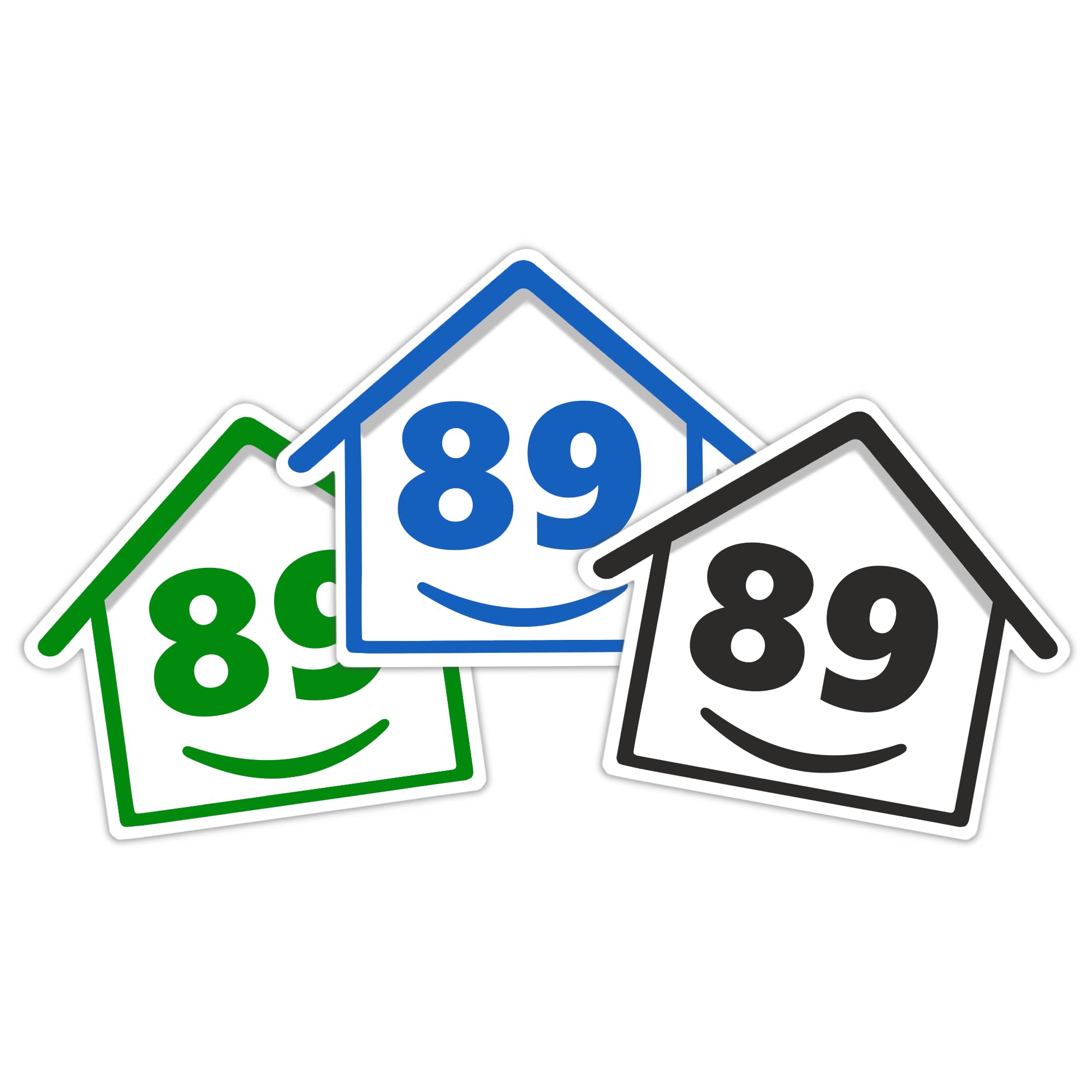 3 x Bin Numbers for Wheelie Bins, 1-99, 15cm ‘Happy House’ Colour Design Dustbin Stickers, Easy Application Stick On Number Stickers - Weatherproof Self Adhesive Vinyl – Blue, Black and Green (14) — view 11