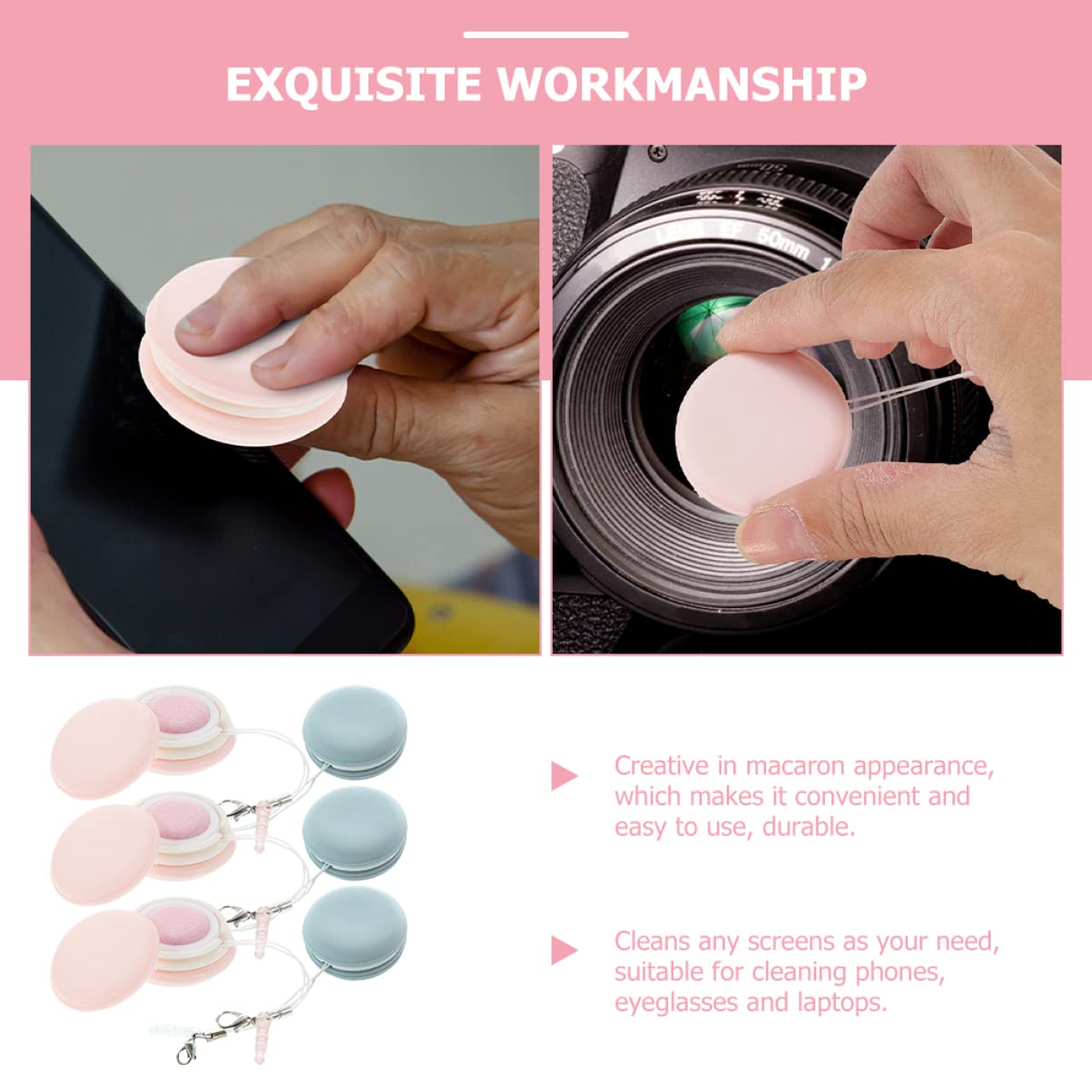 Healeved 30piezas Paquete De Paños Limpiadores De Pantallas Forma De Macaron De Limpieza De Microfibra Para Gafas Teléfonos y Laptops Sin Rayones Ni Manchas Para Uso Diario
