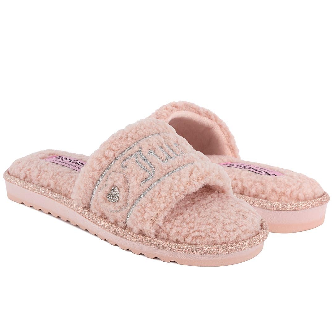 Juicy Couture Women's Slide Slipper Sandals With Faux Fur