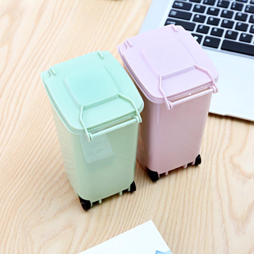 TOYMYTOY 4Pack Mini Wastebasket Set,Desk Trash Can with Lid Desktop Garbage Organizer Storage Bin Pen Pencil Cup Holder Office Supplies