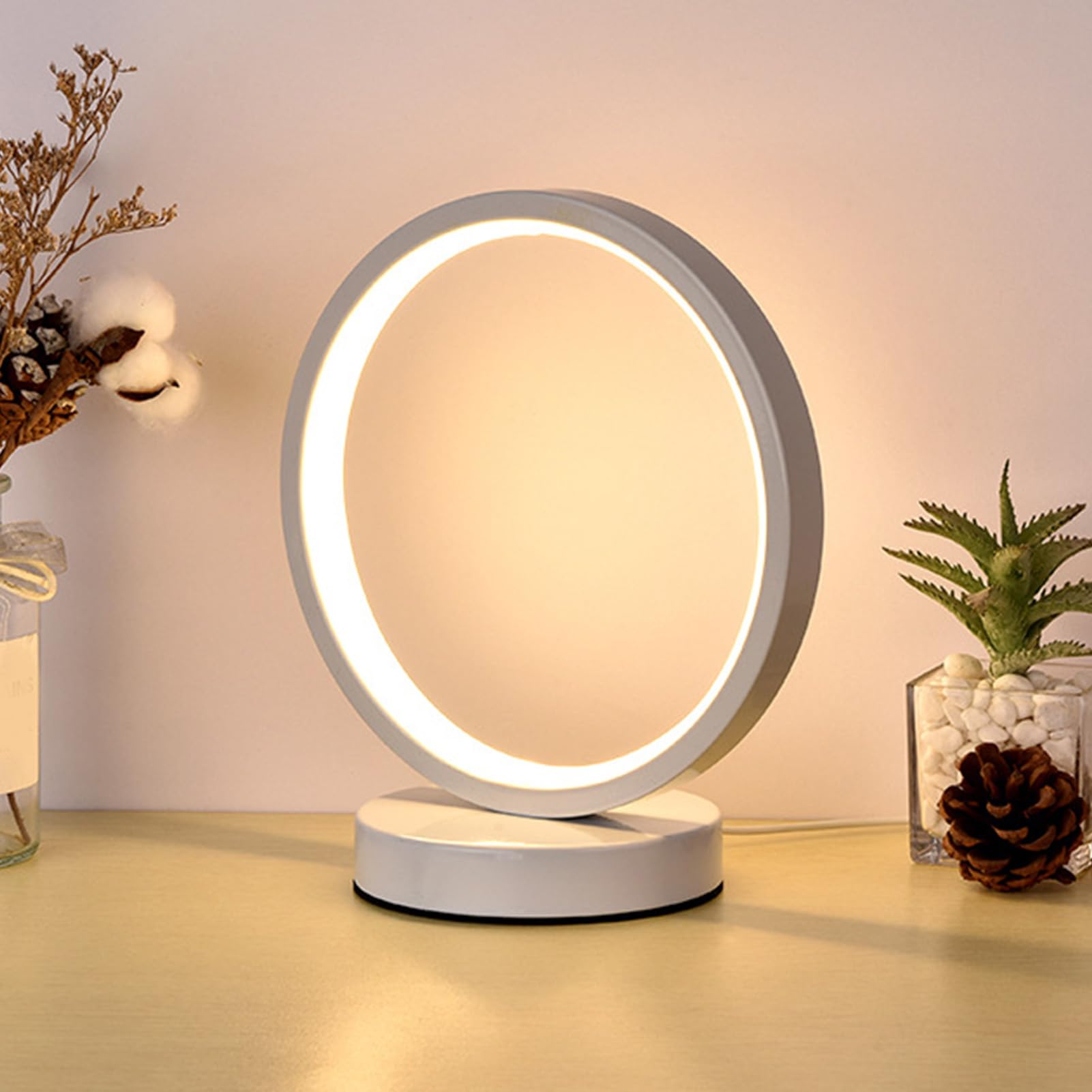 SENECESLI Small Bedside Table Lamp for Bedroom, Nightstand Lamps with USB Power Cord, Modern Design LED Table Lamp for Living Room, Desk, Kids Reading, Energy Efficient (3 Color