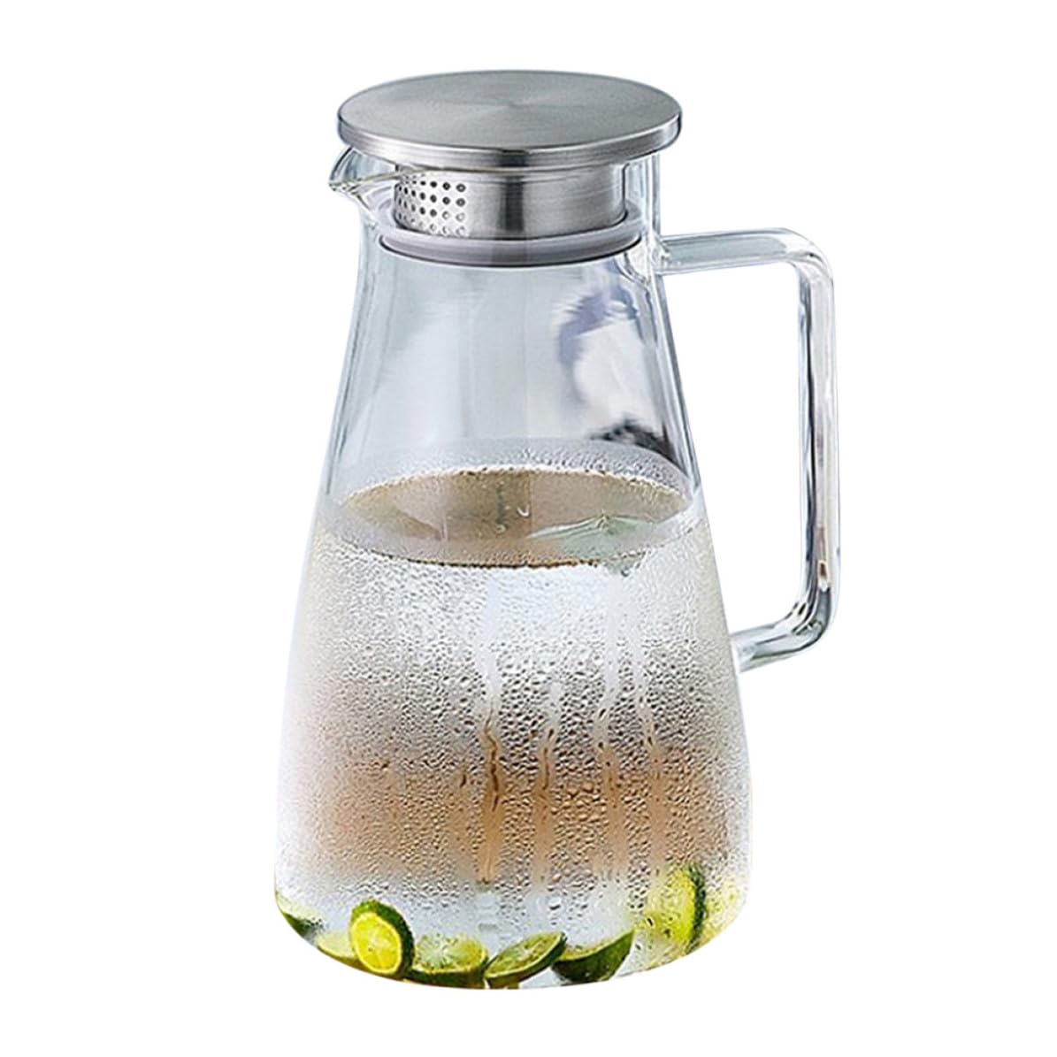 Tetera de vidrio para bebidas calientes y frías Operitacx con tapa inox