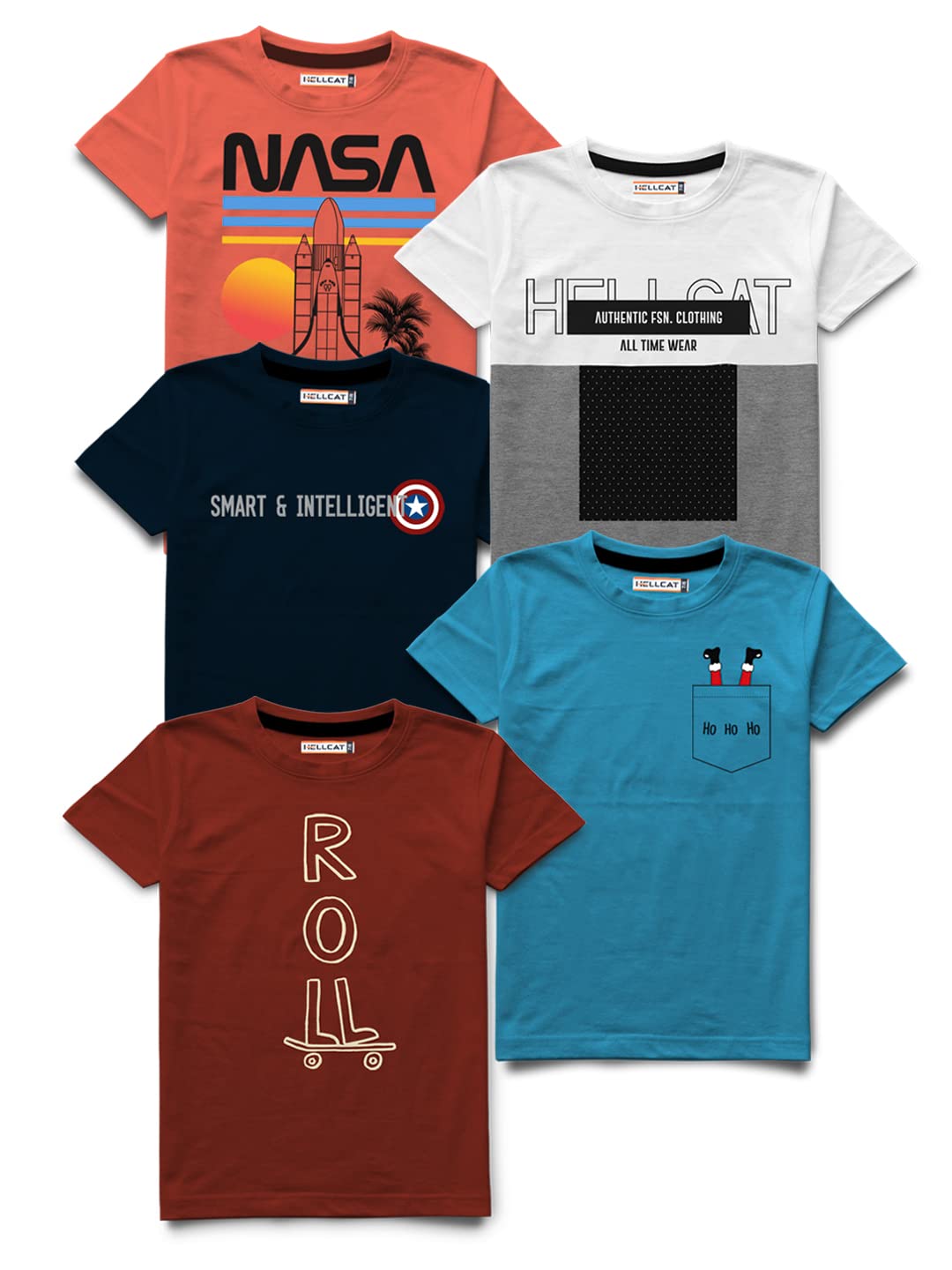 HELLCAT Boys Round Neck Printed Blended Cotton Tshirt -Combo Pack of 5 - Orange/11-12 Years (B09SV943LZ) Amazon Price History, Amazon Price Tracker