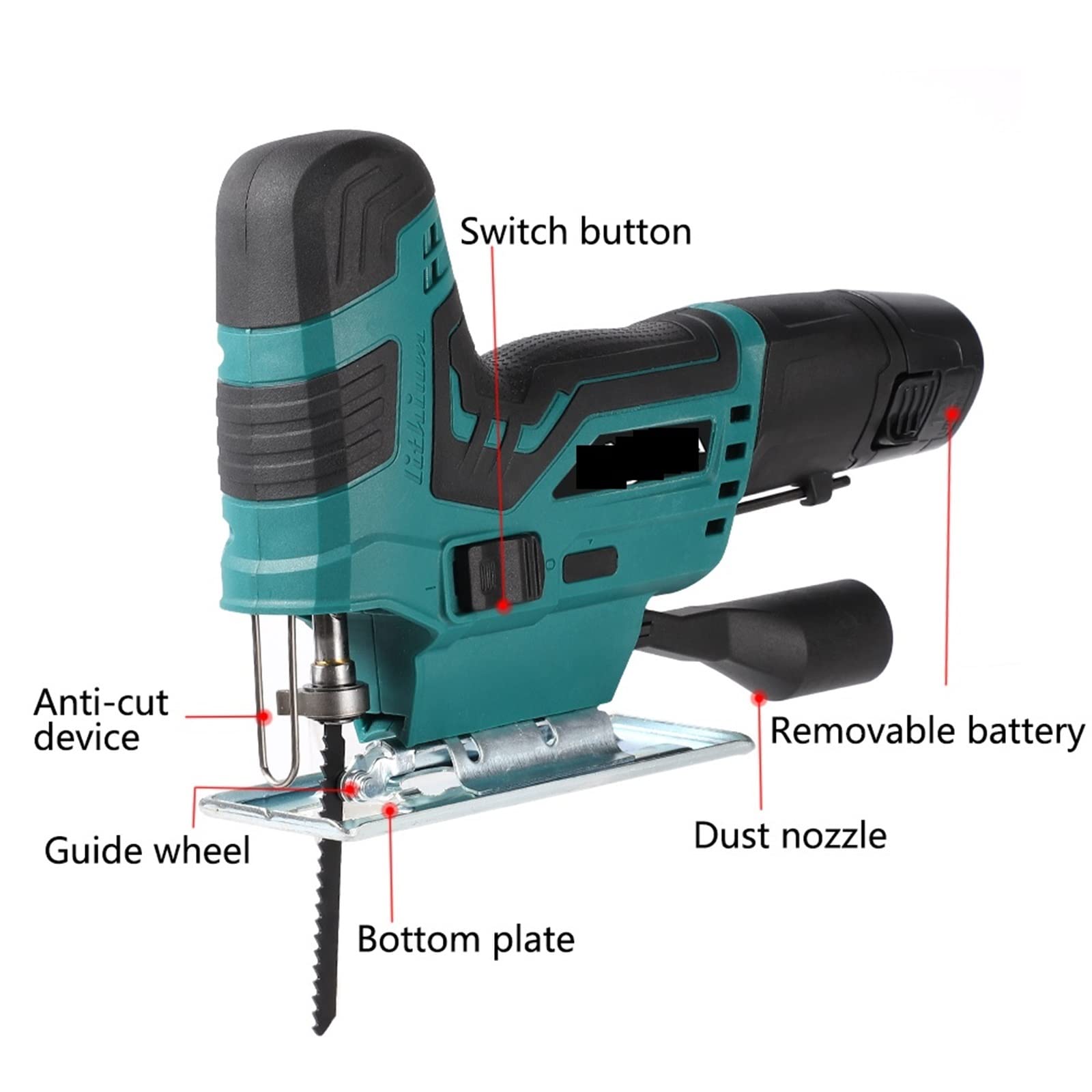 Sierra de calar inalámbrica 12V, sierra eléctrica portátil, minisierra registro recargable, corte madera, carpintería con batería,Maquinaria eficiente(One battery)