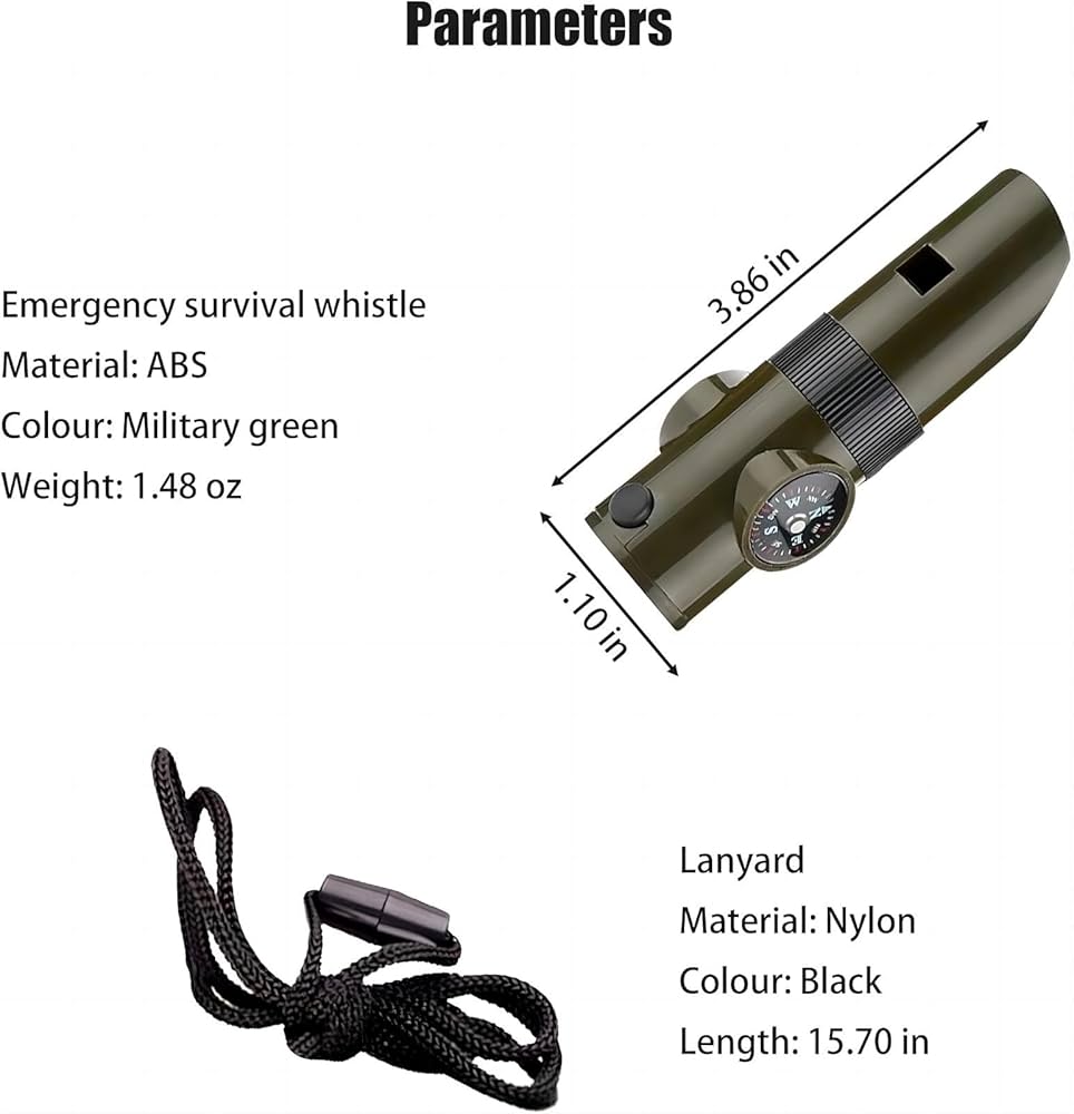 7 In 1 Multi-Function Compass, Outdoor Survival Safety Whistle Compass Thermometer LED Mirror Magnifying Glass Multitool For Camping, Hiking, Hunting, Fishing And Adventure (Orange), Whistles - Canada
