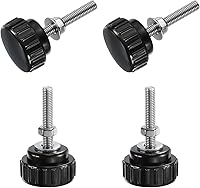 Vista 63 de Uxcell 4 juegos de perillas estriadas con tornillos de pulgar y tuercas, rosca macho métrica M6 x 35 mm, cabeza de plástico de 25 mm, perillas