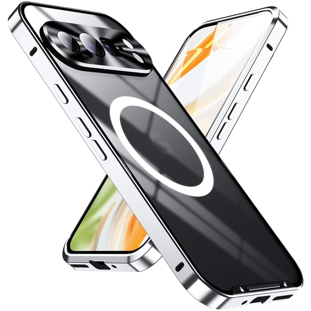 JIAONASHIJIA for Google Pixel 9 Pro Case, [Military-Grade Shockproof Metal Frame][Fingerprint-Proof][Scratch-Resistant][Ultra-Clear Lens Protector][