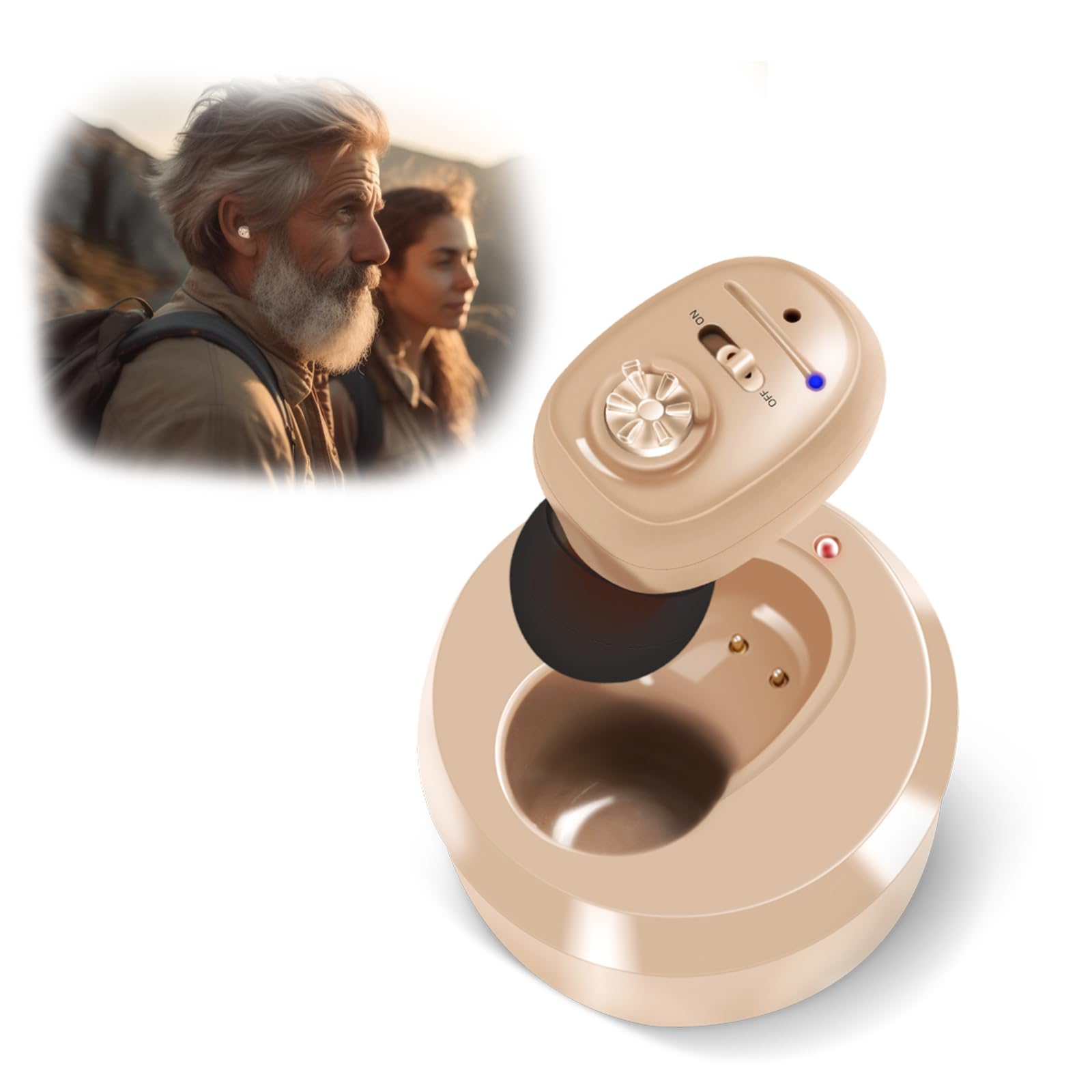 Britzgo Mini Dispositivo Recargable con Soporte de carga,Beige