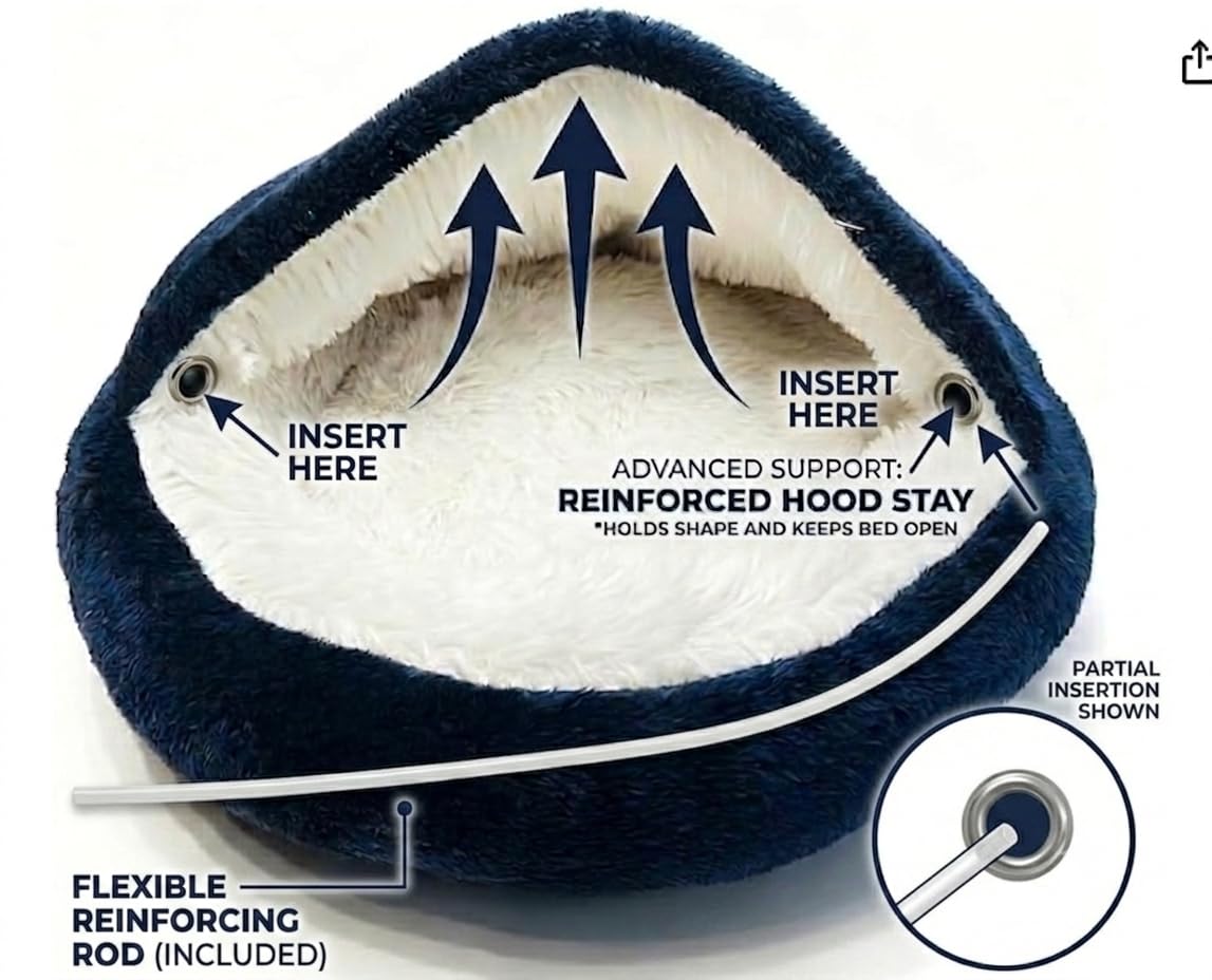 Cuccia anti-ansia per cani, 50 cm, con tetto, per animali domestici sotto i 5 kg, accogliente letto con cappuccio, lavabile, in pelliccia sintetica felpata, confortevole, con cuscino
