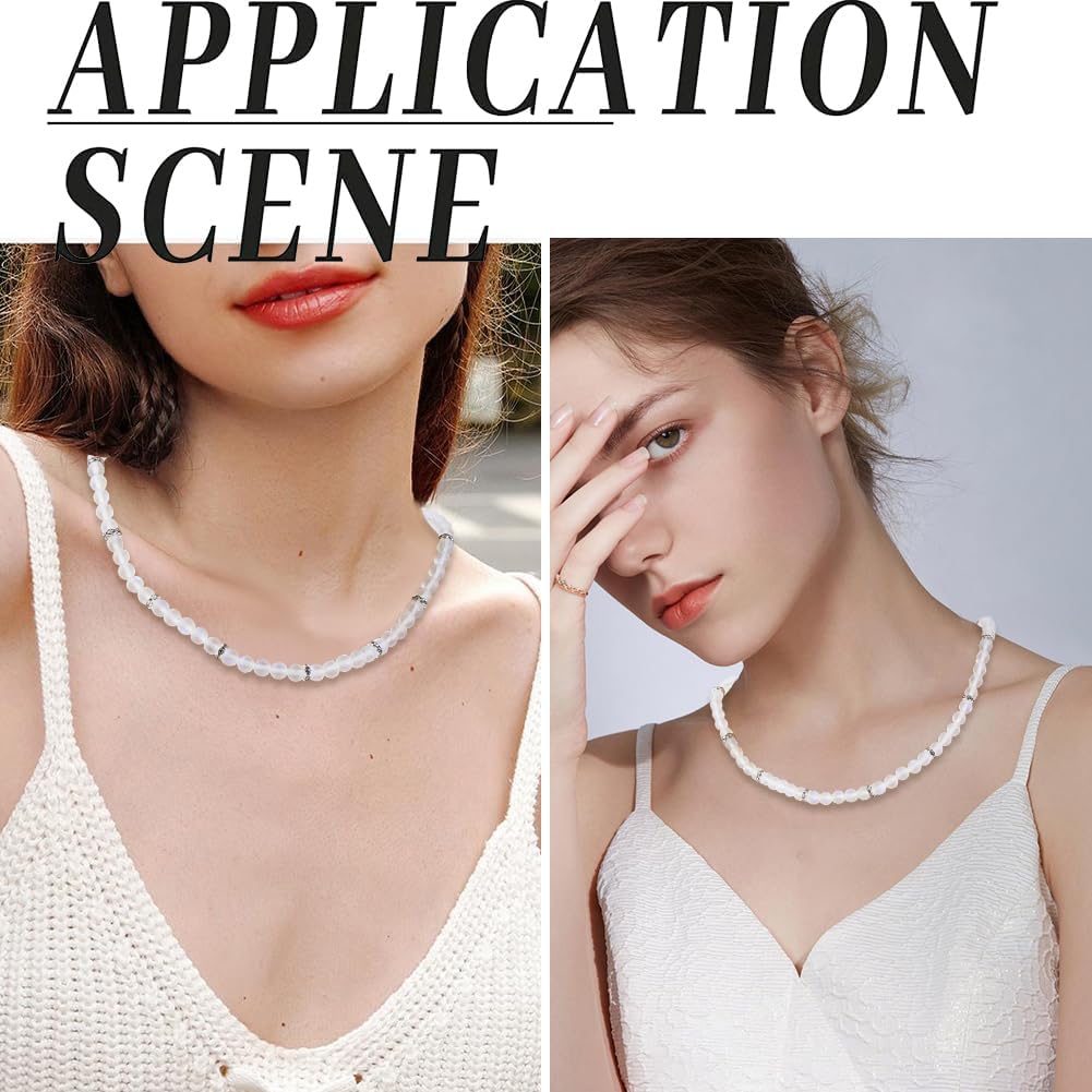 1 Box 120PCS 6MM Matte Moonstone Round Beads with Holes Frosted White Transparent Clear Spacer Loose Gemstone Stone Crystal Bead Bulk for Jewelry Making Necklace Bracelet Diy Craft Supplies - Image 5