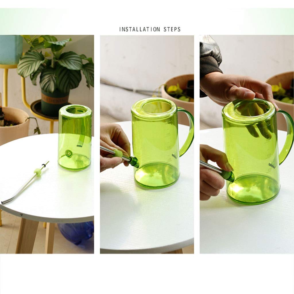 Esta regadera de Exterior de 1 litro con Boquilla de Acero Inoxidable, regadera de plástico translúcido de Boca Larga para regar Plantas Verdes y Flores, Herramientas de jardinería para el h