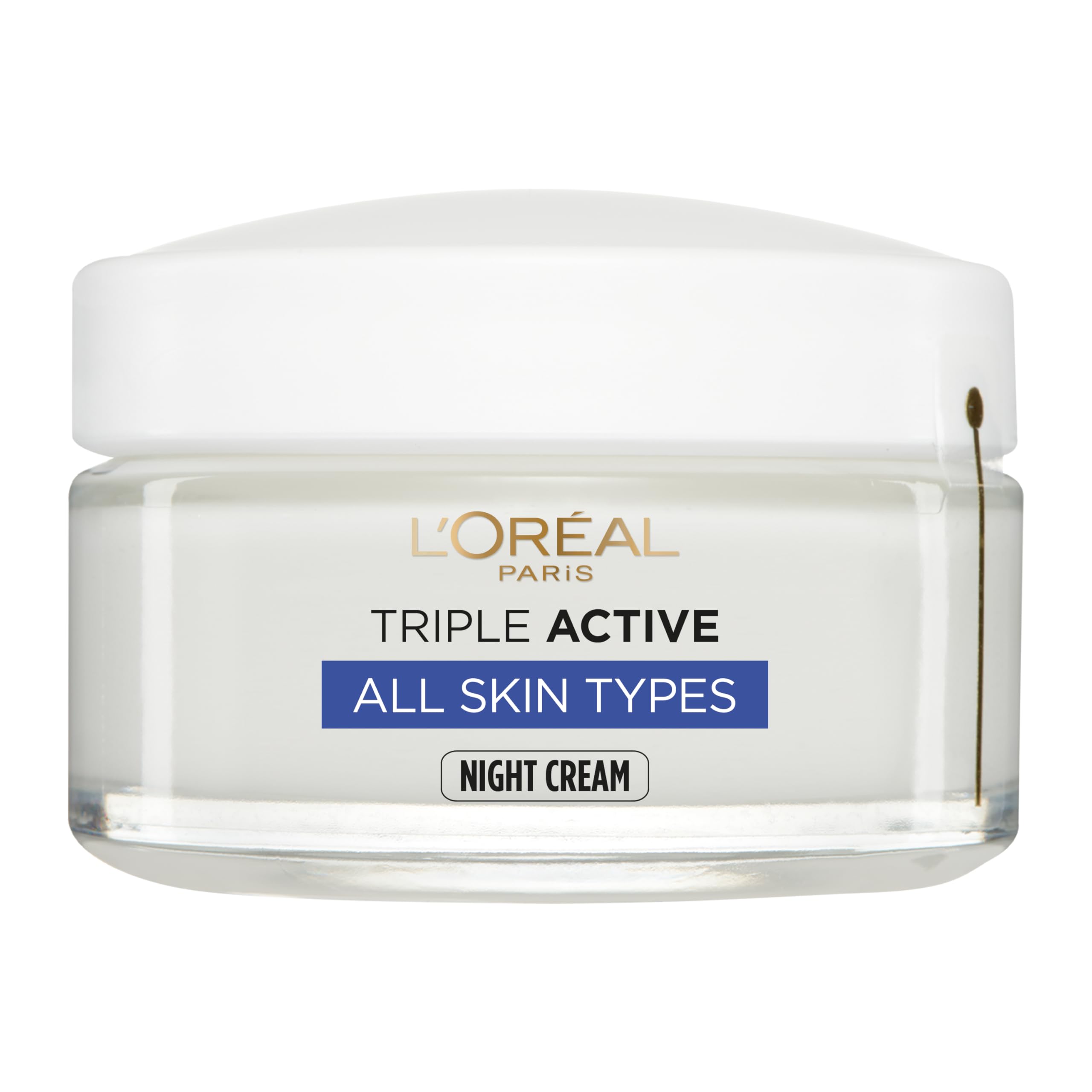 L'Oréal Paris Triple Active Night 24H Hydrating Moisturiser. Hydrate, Protect & Restore Skin Barrier. Skin feels soft & soothed. Formulated with Glycerin & Ceramides 50ml