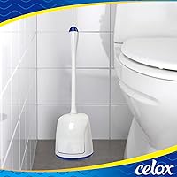 Vista 6 de Juego de 2 cepillos de inodoro CELOX con soporte, cepillo compacto para inodoro con base de ventilación transpirable, kit de limpieza para baño