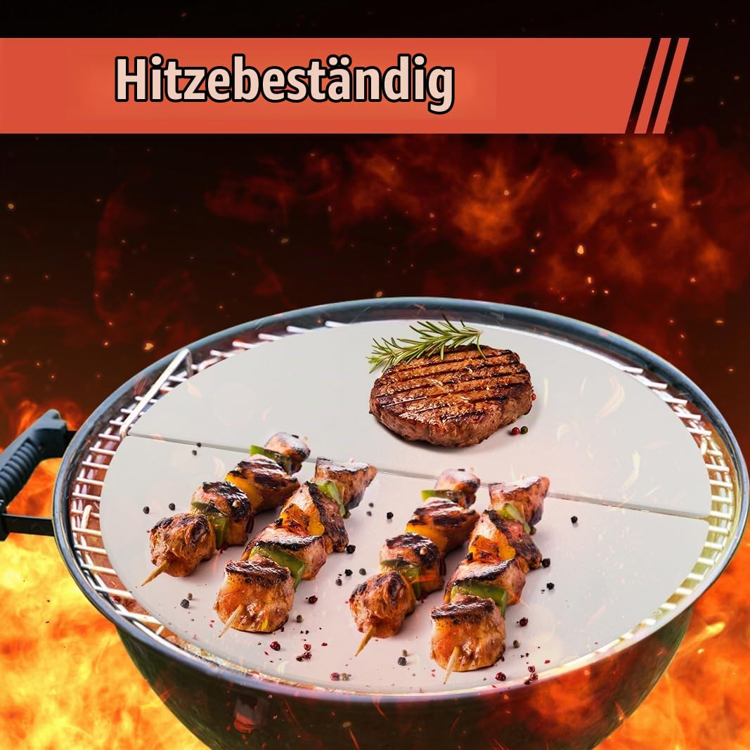 Halbmond-Hitzeschutzplatten für Kamado Joe Classic I, II, III, Big Green Egg Grillzubehör, robuster Cordierit-Stein, Pizzastein für Ofengrill, 38,1 cm, 2 Stück