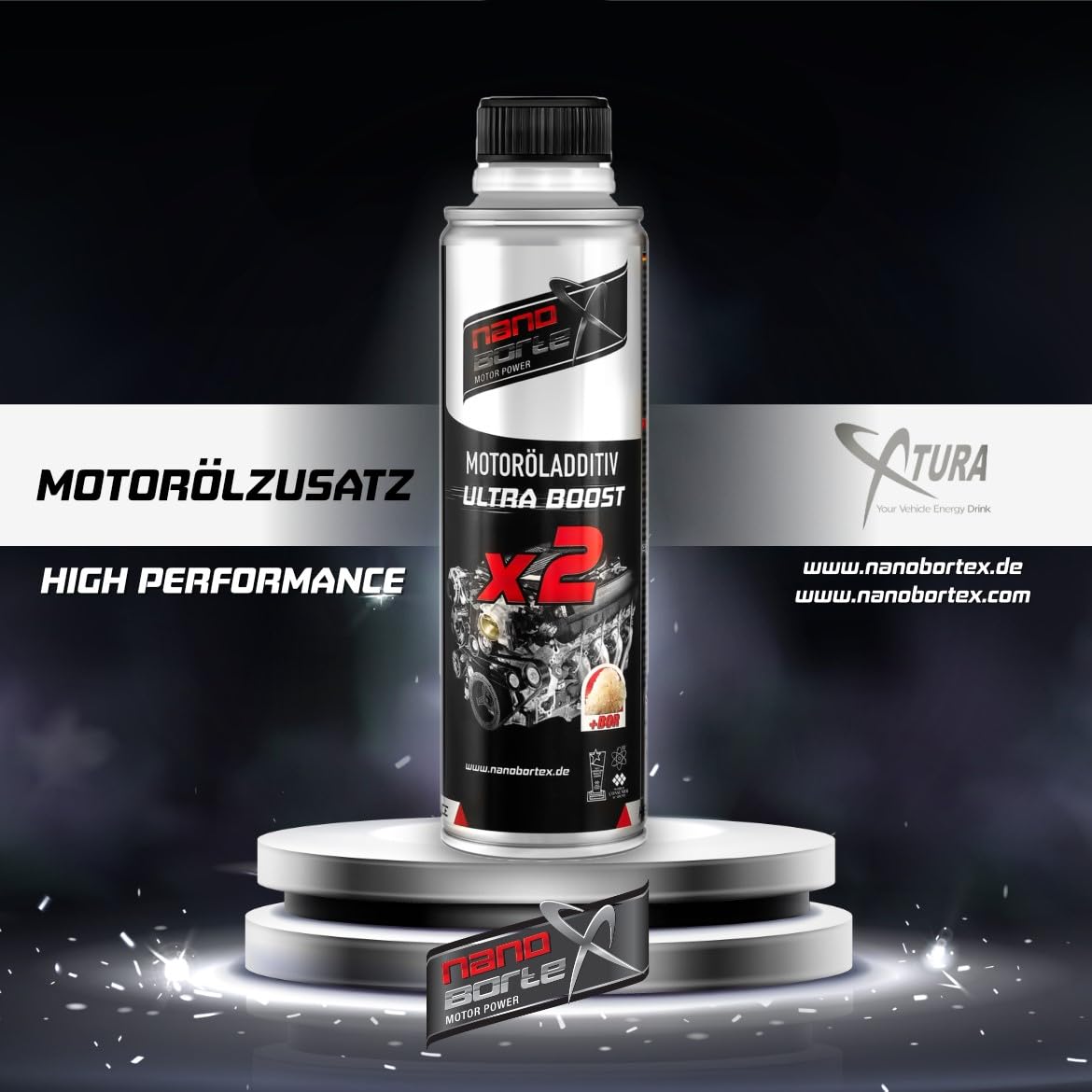 NanoBorTeX Aditivo para aceite cerámico premium y Bor Boost Aditivo para aceite de motor, protección contra el desgaste, aditivo NanoBorX de alto rendimiento, 600 ml