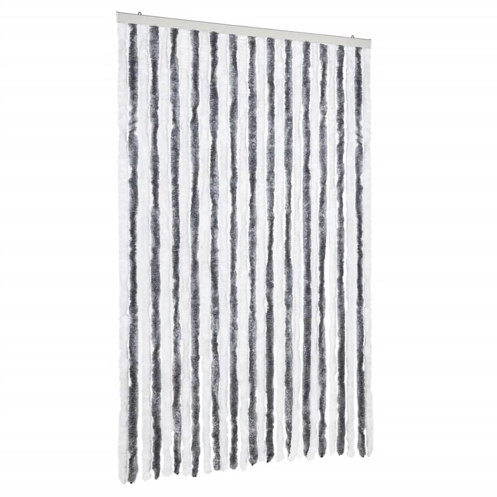 vidaXL Insect Curtain - Grey/White Chenille Fly Screen - 118x220 cm - Mosquito/Heat Barrier - Removable/Doorway Privacy โ image 1