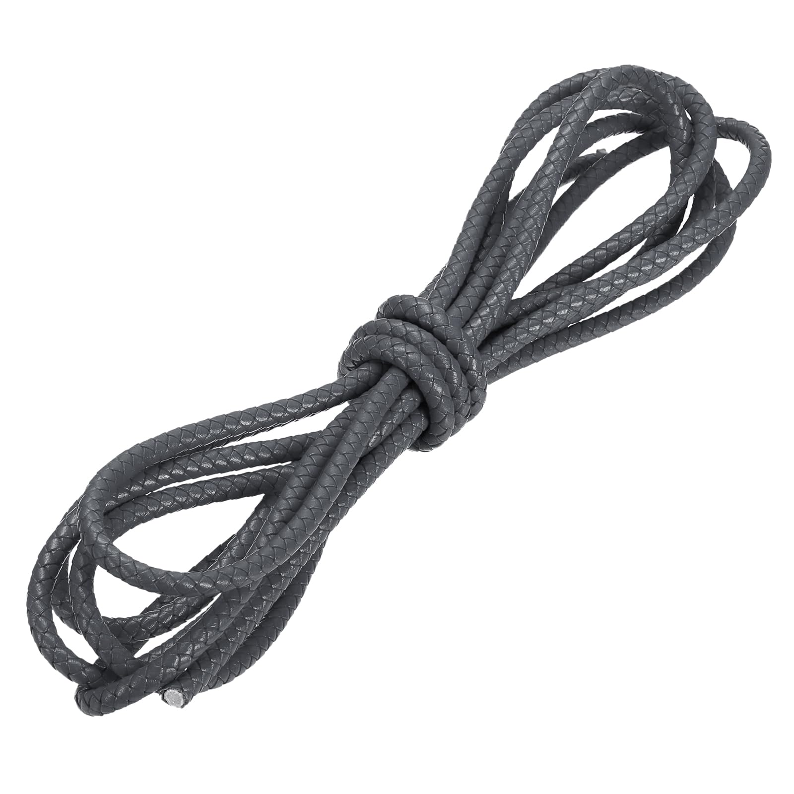 Corde en cuir tressé gris foncé pour ateliers bijoux et loisirs créatifs