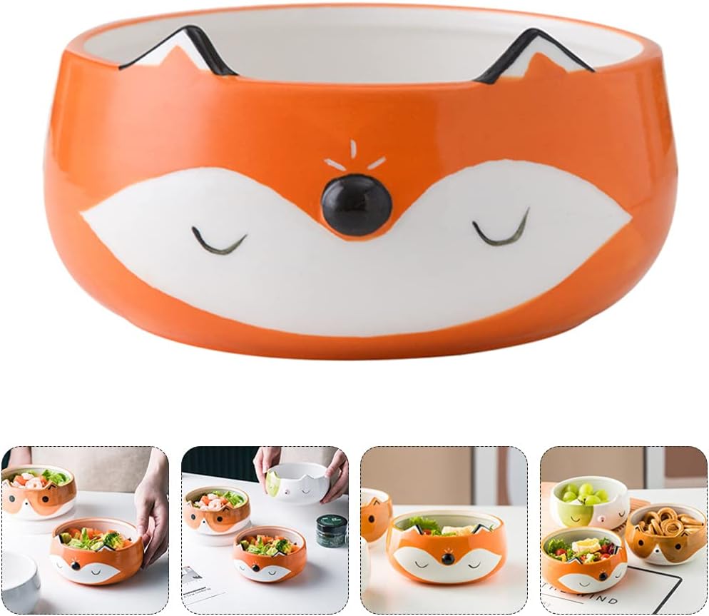DOITOOL Ceramic Salad Bowl Cereal Bowl for Soup Fruits Orange and White