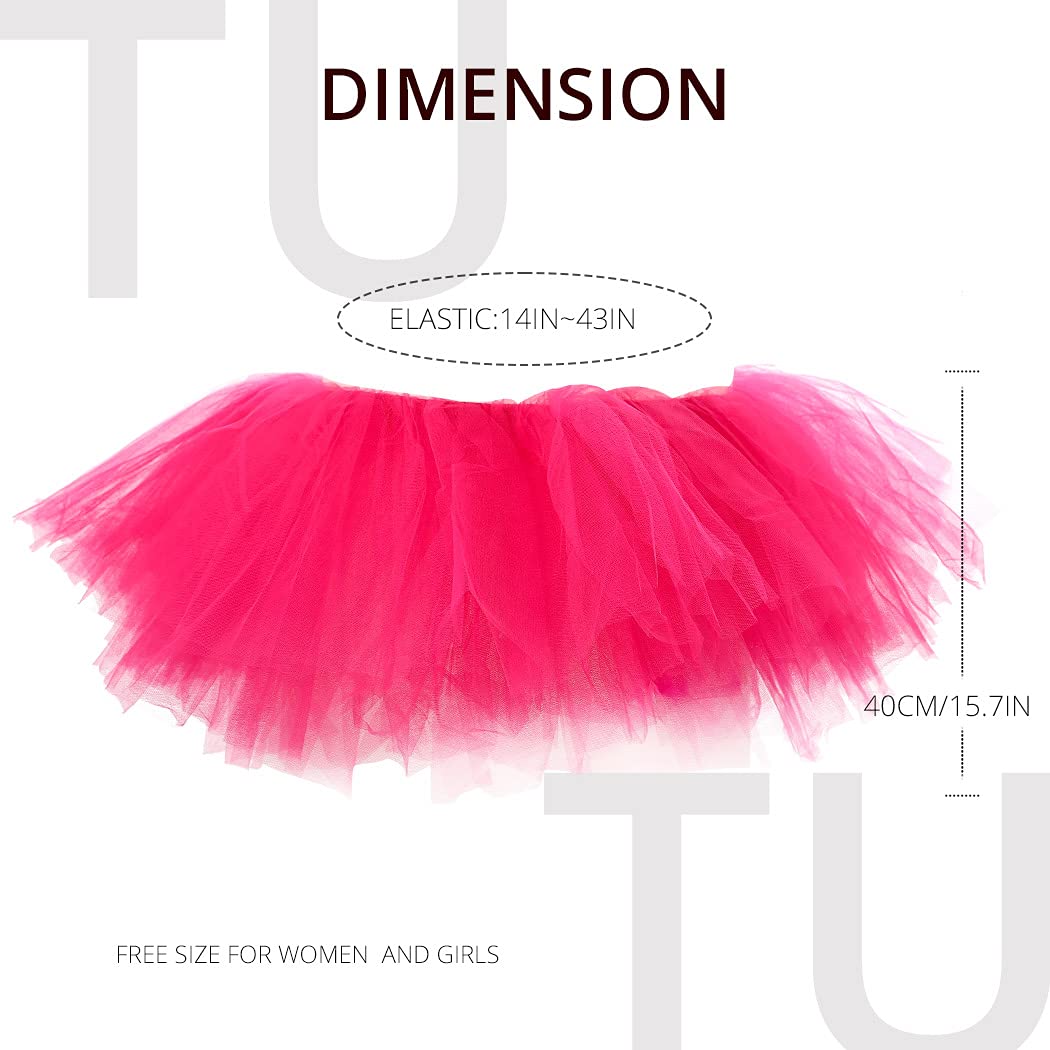 Zookey Damska spódnica tutu klasyczna, elastyczna, 6-warstwowa spódnica tiulowa, baletnica, spódniczka tutu, fantazyjna sukienka na imprezę, kostium festiwalowy dla kobiet i dziewcząt