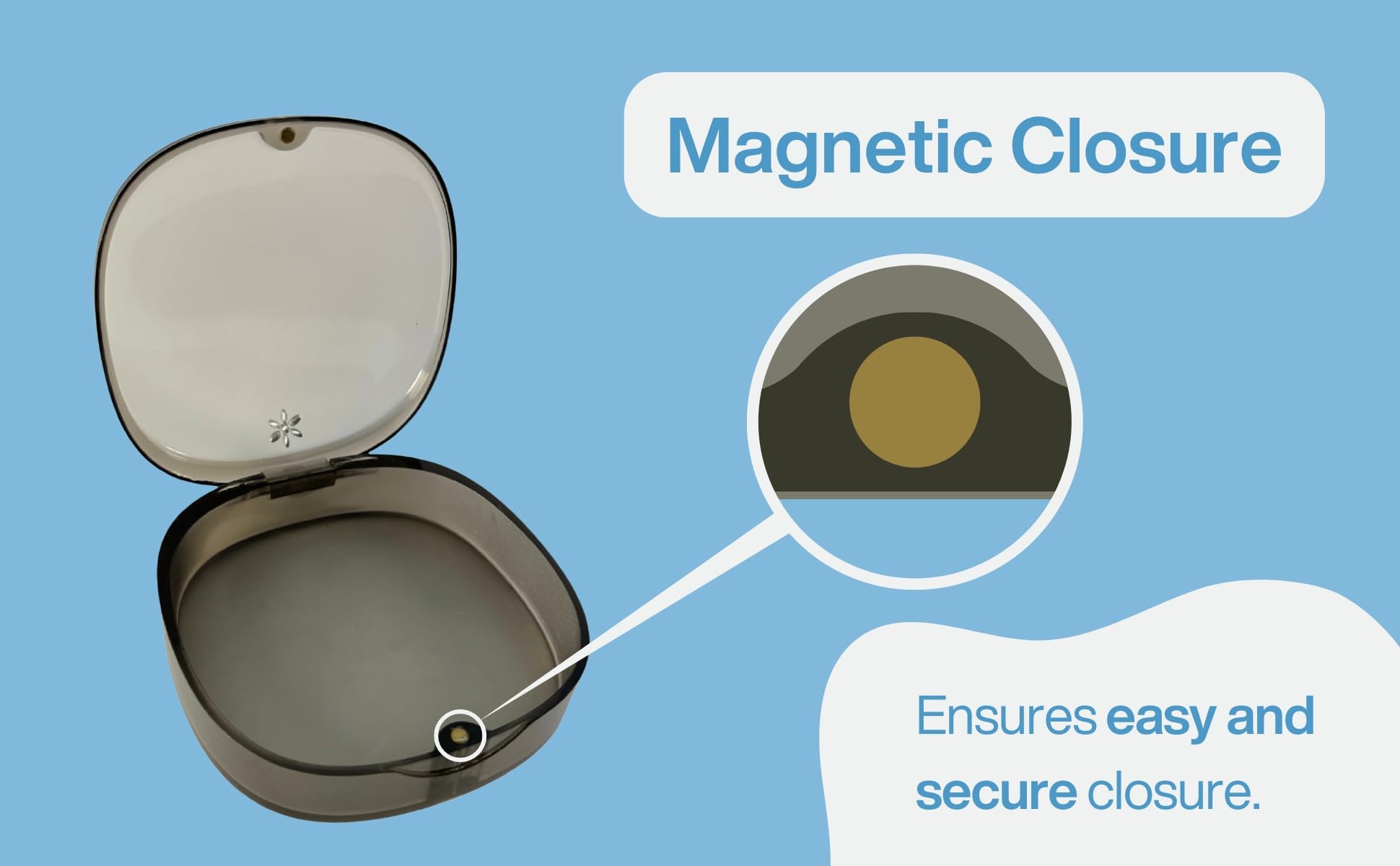 Roomy Transparent Aligner Case with Vent Holes, Brush, Magnetic Closure, Ideal for Invisalign Retainers, Night Guards - Image 4