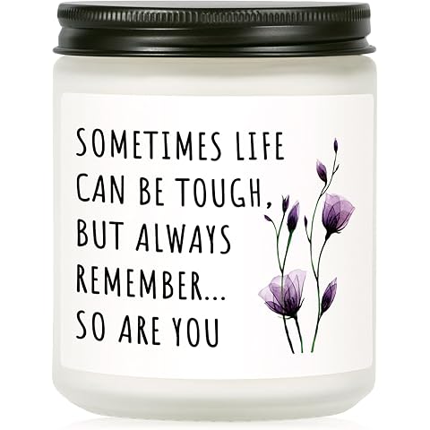 Shqiueos Get Well Gifts for Women, Inspirational Candle 7oz, Cancer Care Gifts for Women, Sympathy Gift, Cheer up, Comfort, Surgery Recover, Encouragement Lavender Scented Handmade Candle
