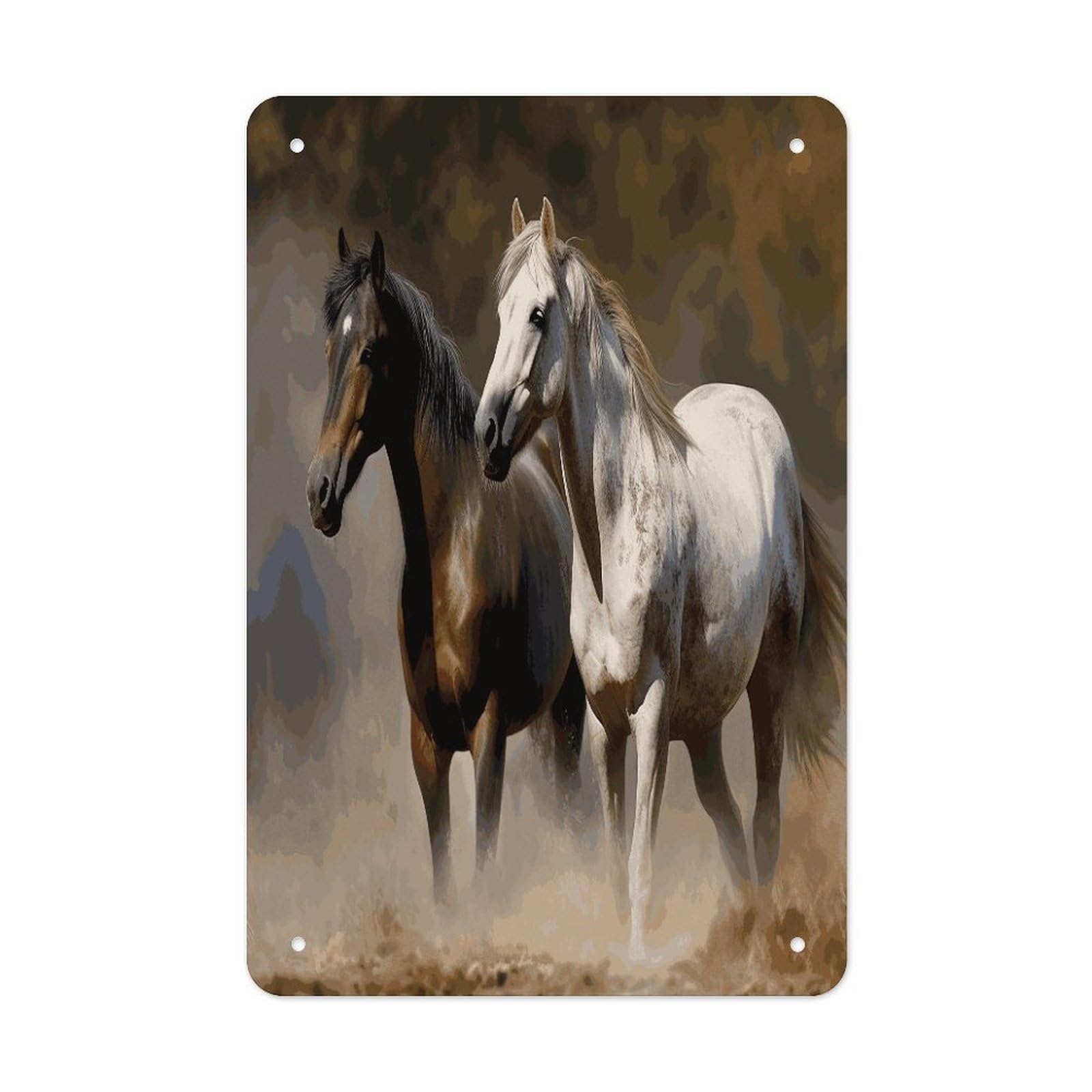 Horses Animals2 Metal Tin Sign Wall Decor Hanging Plaque