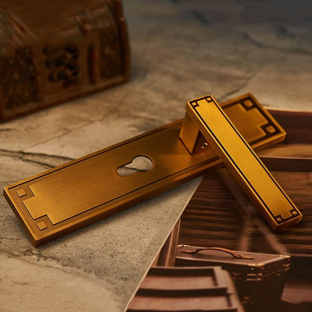Door Knob Lever Single Lock 50 Mute Solid Wood Door Levers Door Lock Door Handle/with Key for All Kinds of Wooden Doors Door Lock with Handle (Color : Coffee Bronze Color Without Key)