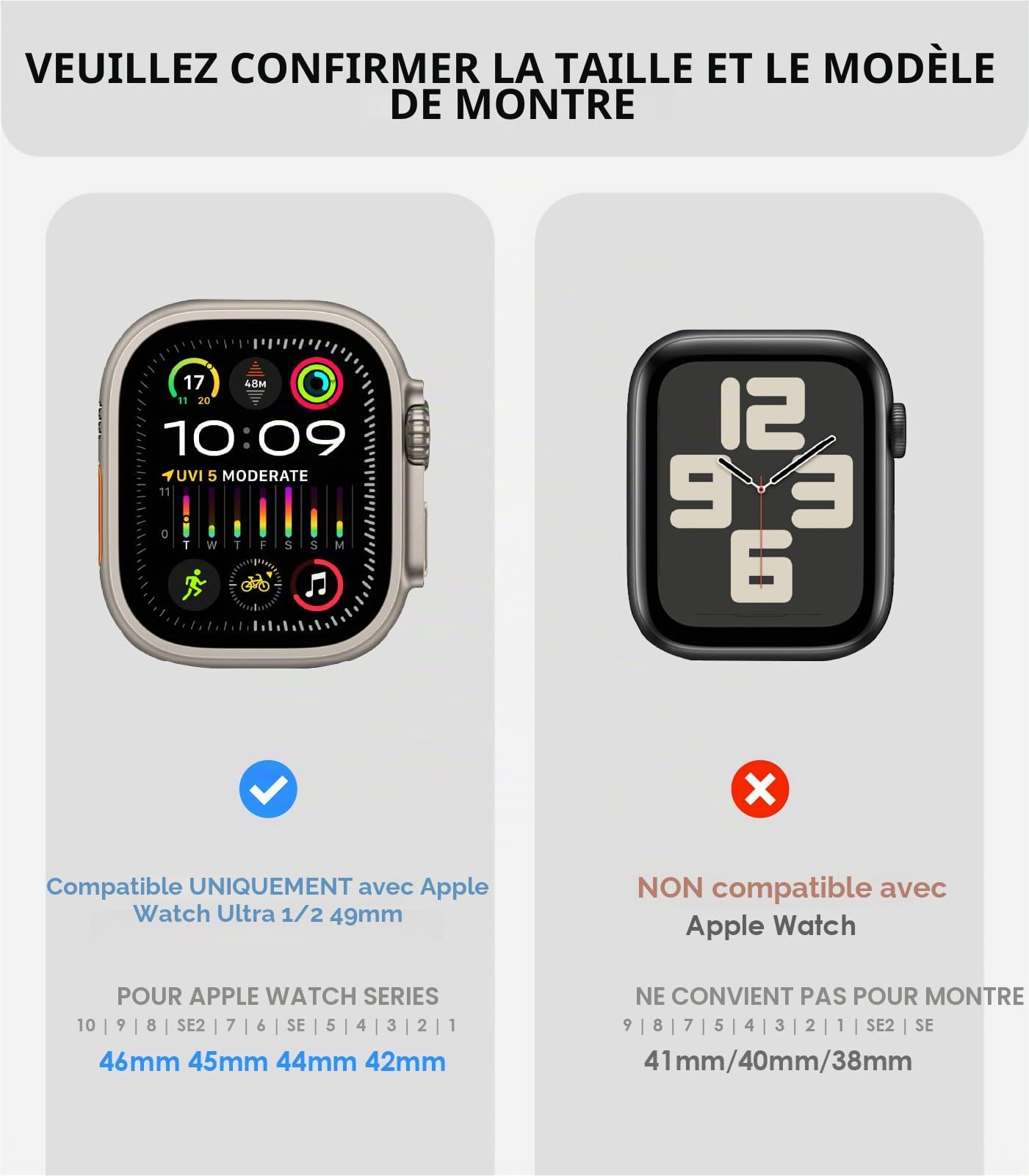 Aulumu A11 Bracelet pour Apple Watch | Boucle Magnétique ＆ Nylon Velouté|Compatible avec Apple Watch Ultra 3/2/1 (49mm), Séries 11/10(46mm), Séries 9/8/7(45mm), SE 3/2/1, Séries 6/5/4