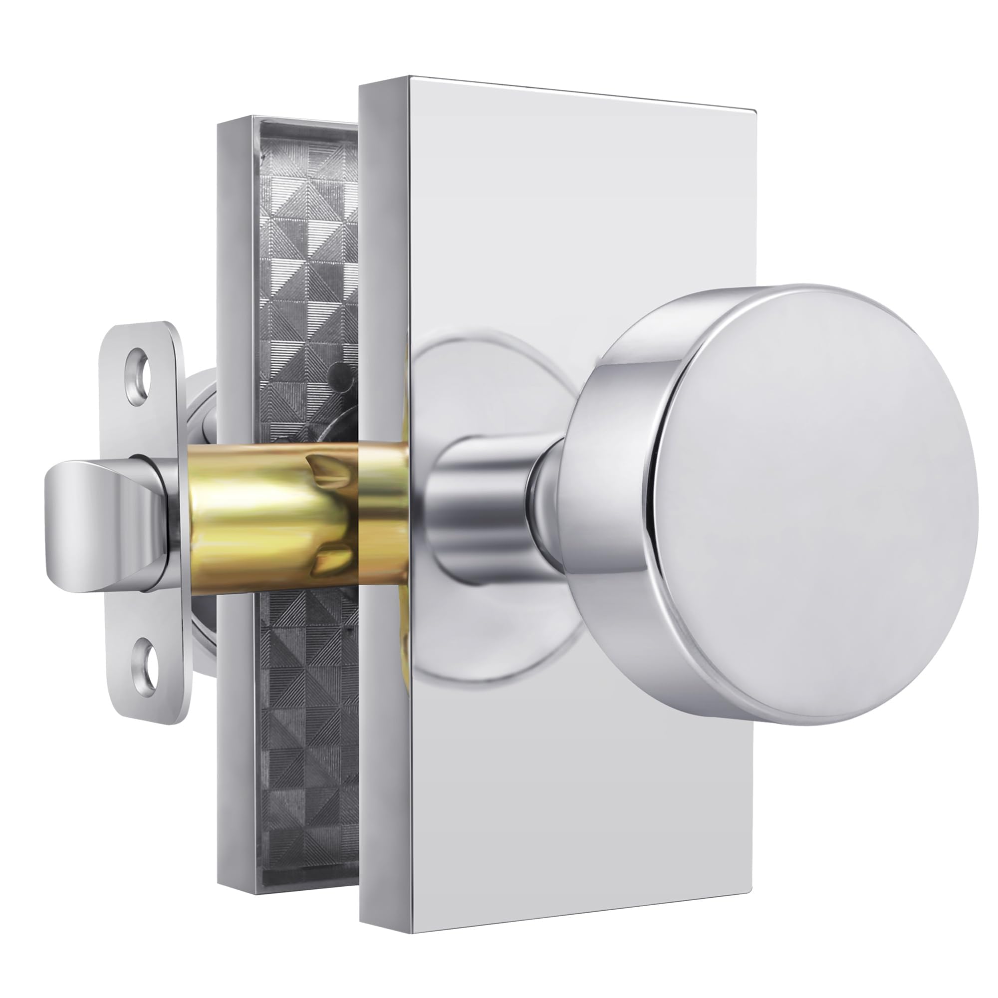 Satin Brass Privacy Door Knob with Lock -17