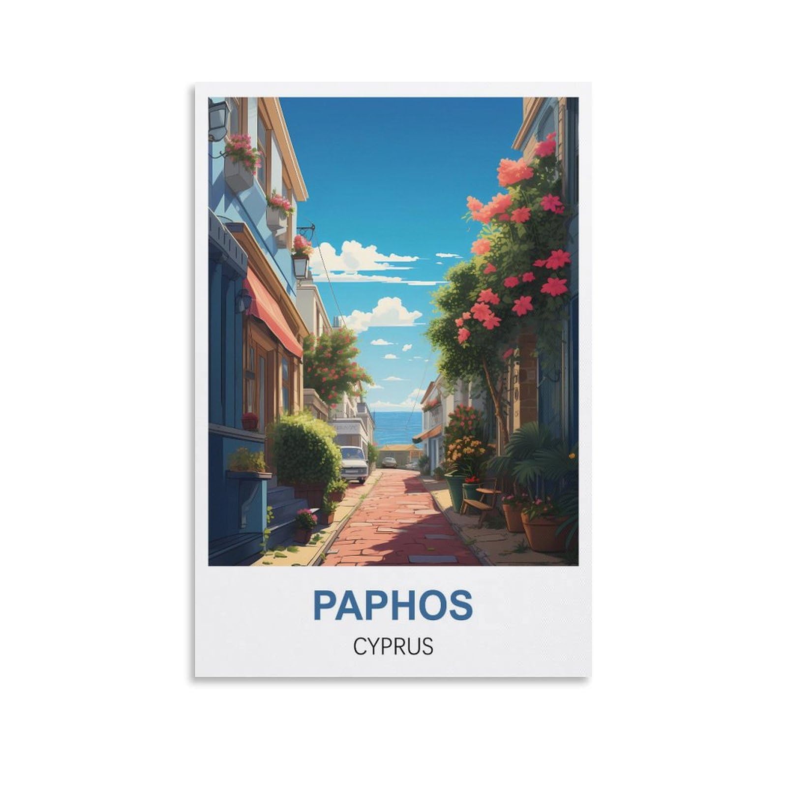 Lolwnni Unframe-Style Paphos Cyprus Vintage Travel Poster 08X12inch(20X30cm) Canvas Wall Art Print Picture Paintings For Living Room Bedroom Decor