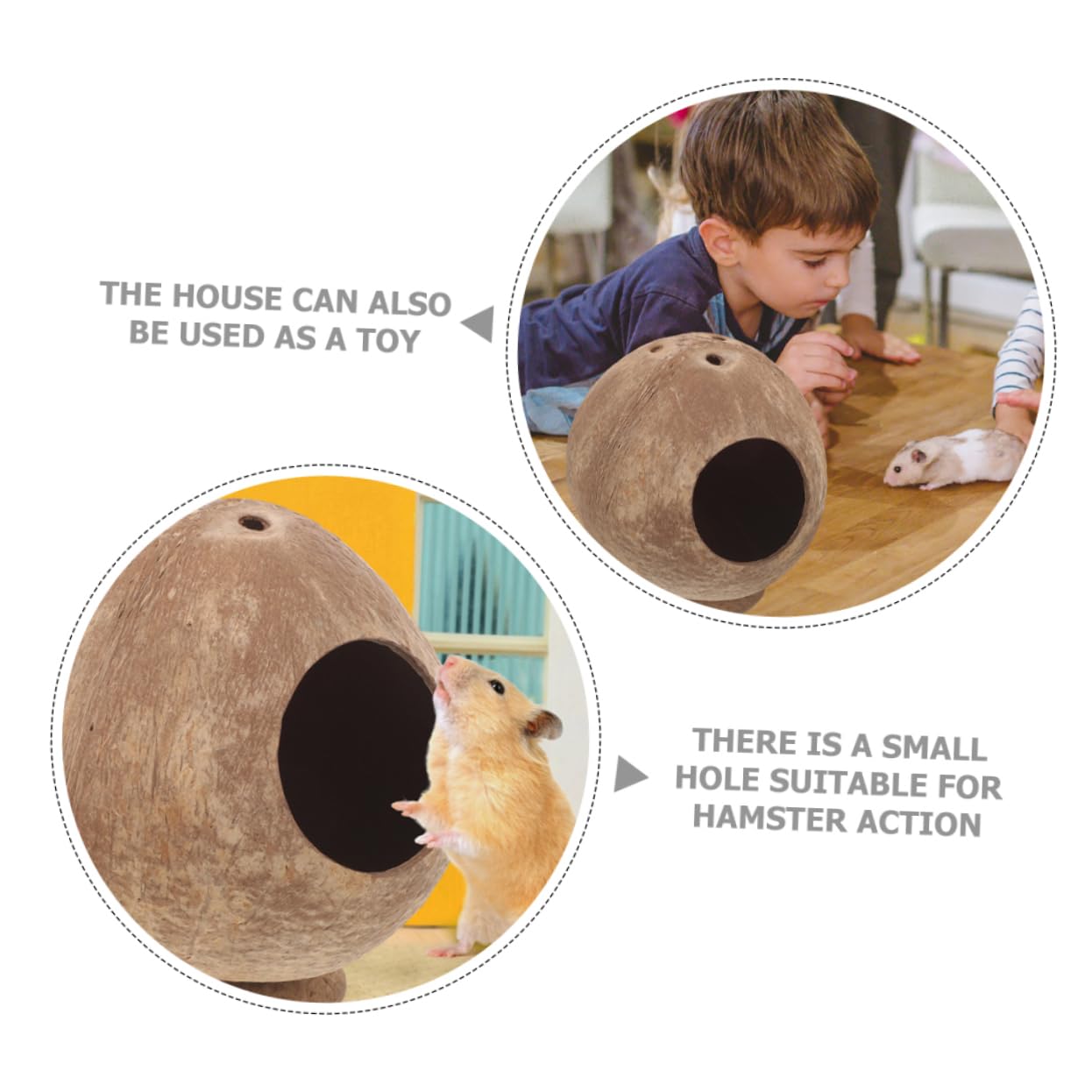 TOYANDONA 2 Stück Kokosnussschalen Hamsterversteck Kleintierhaus Natürliches Geruchloses Versteck mit Komfortabler Schlafhöhle Platzsparend für Hamster Igel und Kleine Haustiere im Gehege