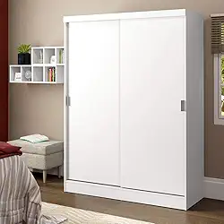 Guarda-roupa Solteiro Madesa Luke 2 Portas de Correr de Madeira - Branco