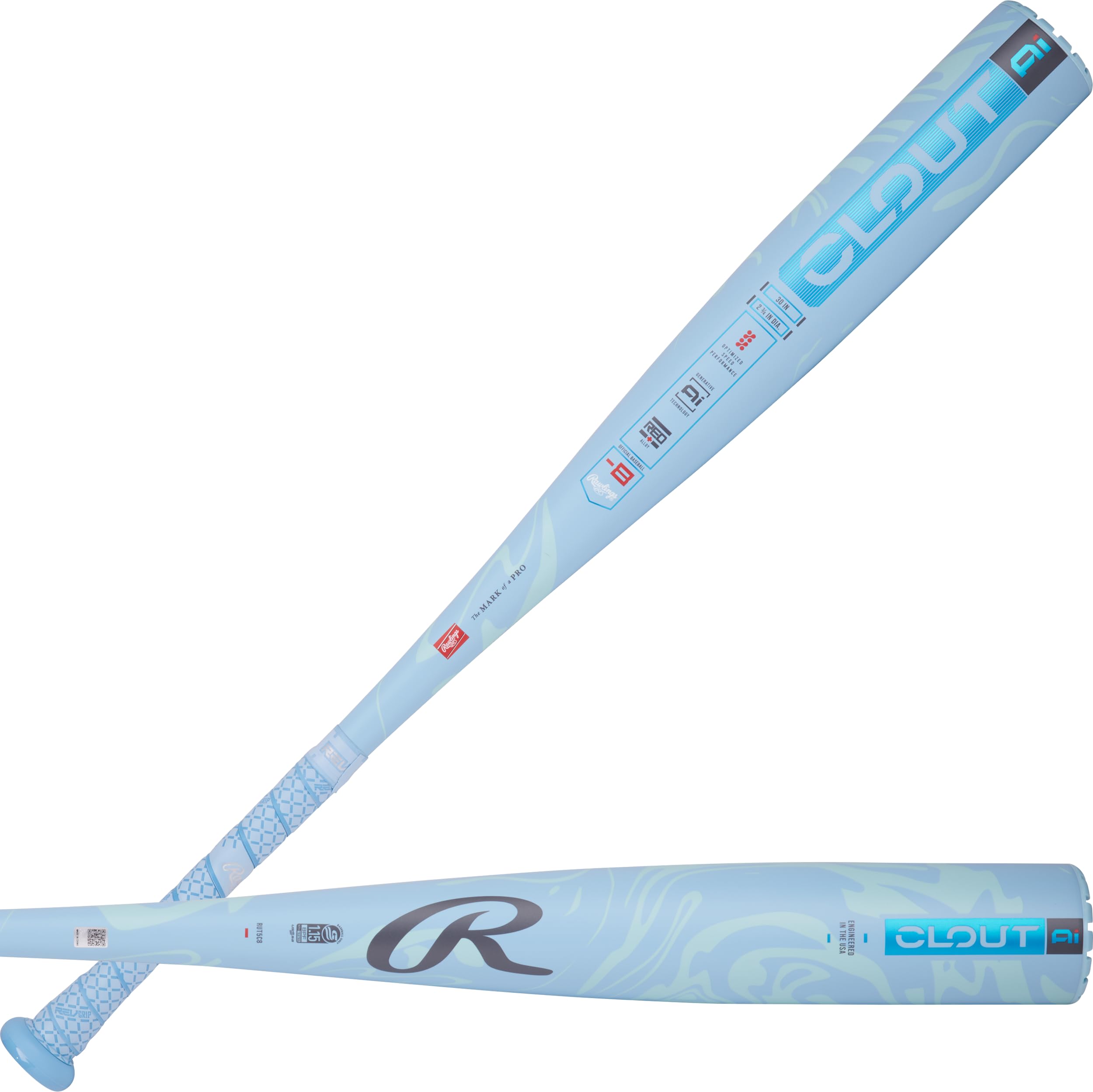 Rawlings | 2025 | Clout AI Baseball Bat | USSSA | -8 / -10 Drop | 2 3/4" Barrel | 1 Pc. Alloy