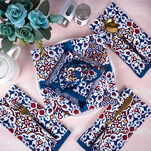 Fingercraft Cloth Napkins Set Of 12 Cotton Linen Blend Printed Dinner Napkins Perfect For Parties Dinners Weddings Cocktail Christmas Napkins Cloth 20X20 Print-Antique #TOP1