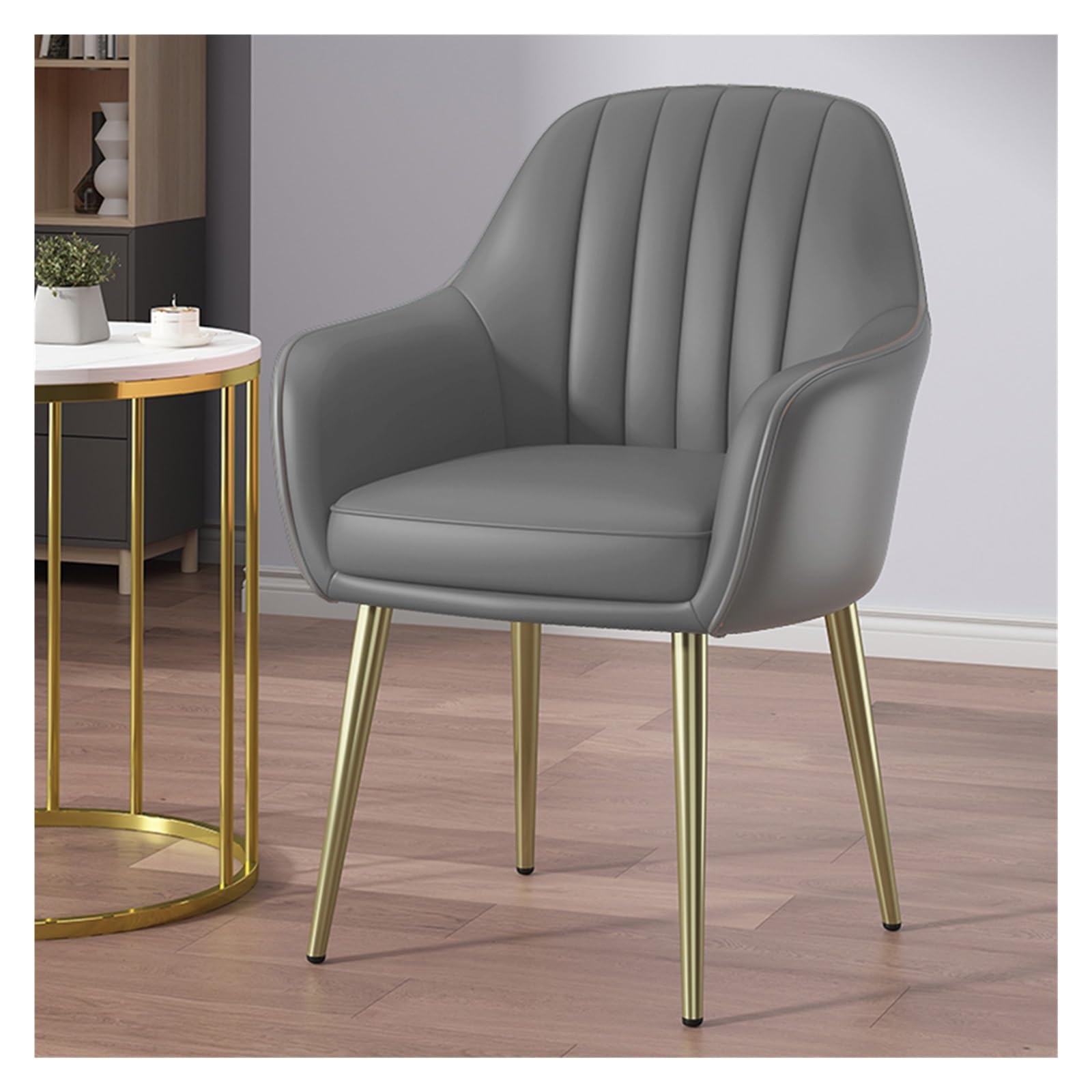 Sillas de Cocina y Comedor Sillones de Piel sintética con Acento, Silla Lateral tapizada con Patas de Metal Dorado para Sala de Estar, cómoda Silla de Escritorio, sillas de Maquillaje (Color