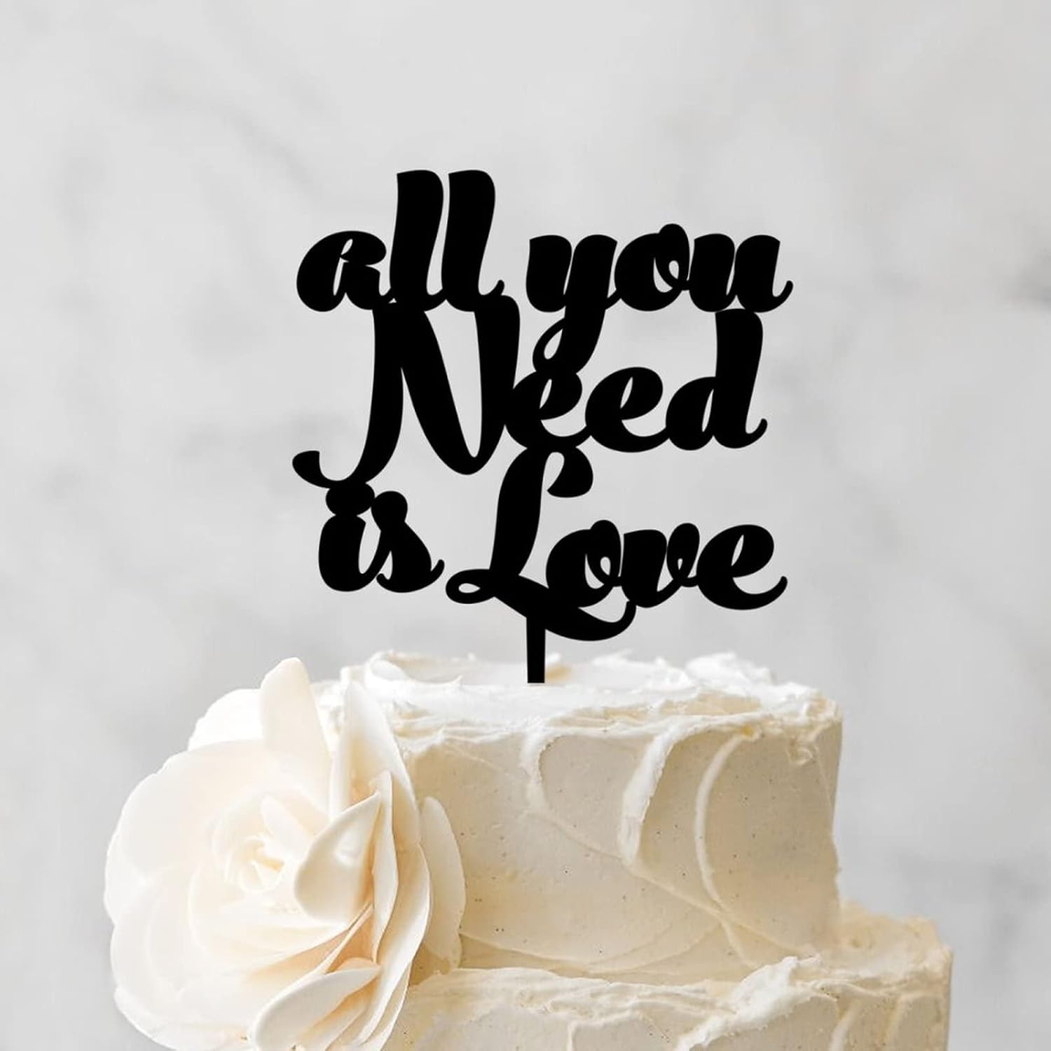 All You Need Is Love Cake Topper Anniversary Married Cake Toppers For Wedding Bride And Groom Cake Topper For Wedding Mr & Mrs Wedding Cake Topper Funny Wedding Topper Acrylic Black
