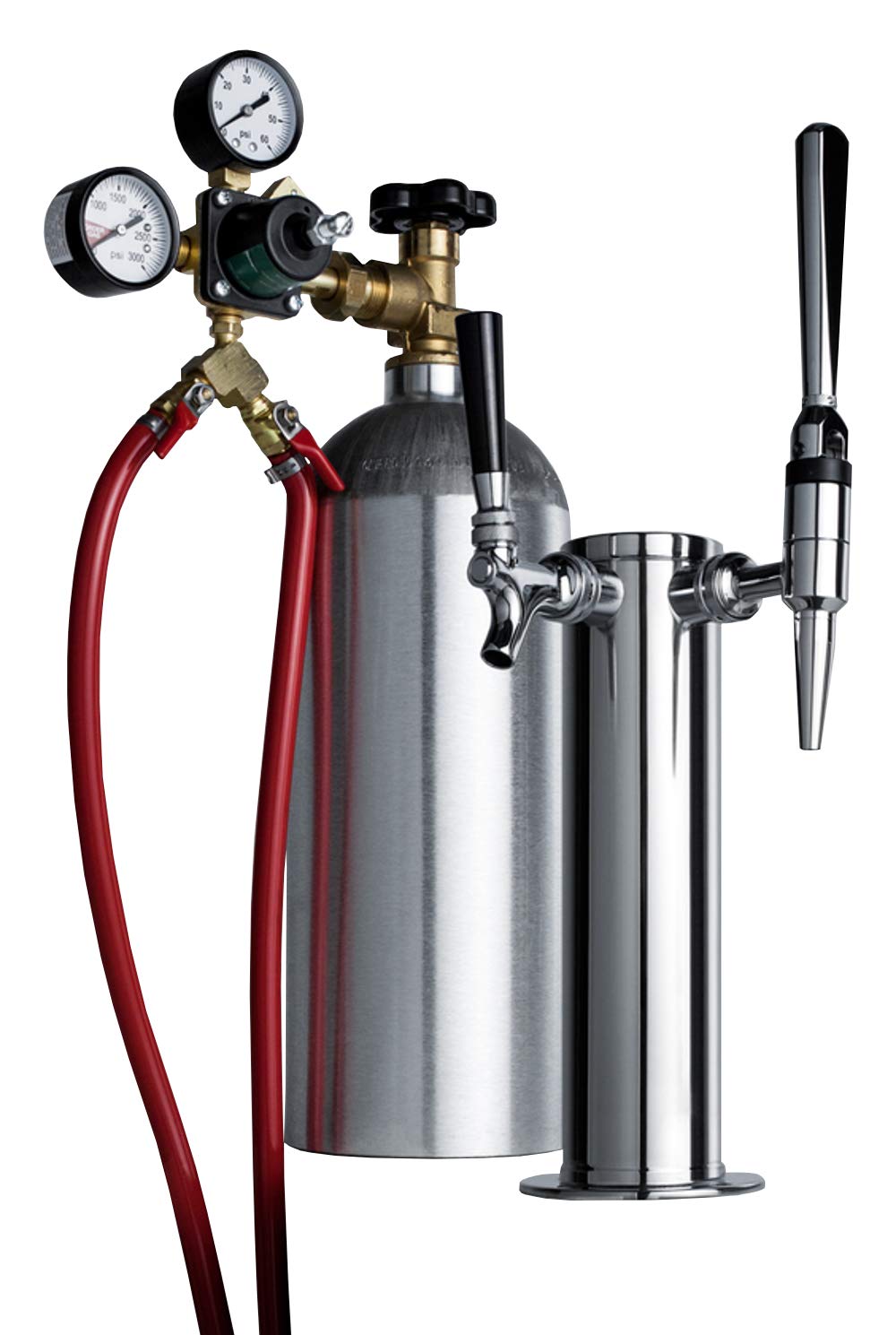 KitCMTWIN - Kit dispensador de café frío de doble grifo, compatible con prácticamente cualquier Kegerator, acero inoxidable