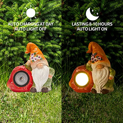 2 Stück Solar-Zwerg-Lichter, Garten-Harz-LED-Strahler für den Außenbereich, Wege, Hof, solarbetrieben, wasserdicht, dekorative Statuen, Figur für Landschaftsdekoration