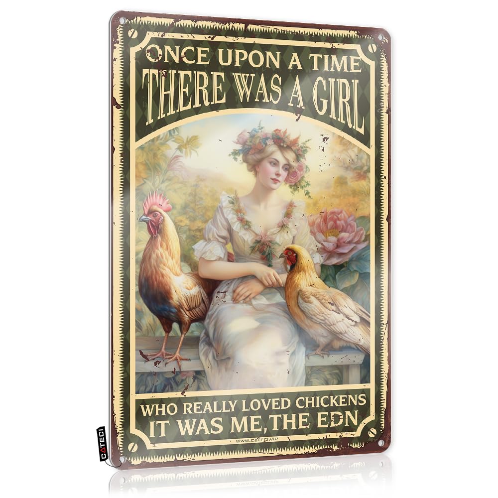 Once Upon A Time There Was A Girl Who Really Loved Chickens It Was Me The End Prints Rustic - Art Gift For Friend Vintage Wall Art(30X40CM)