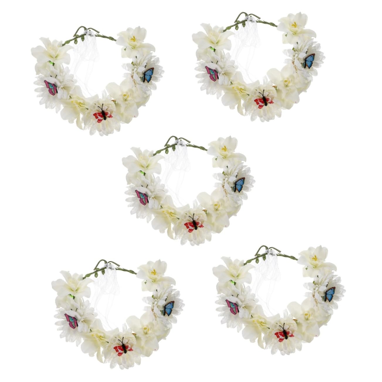 FRCOLOR 5 Pz fascia per ghirlanda di farfalle floreale fasce di fiori per le donne cerchietto per ragazze Tiara accessori per tea party da donna fascia per ragazza di fiori tessuto