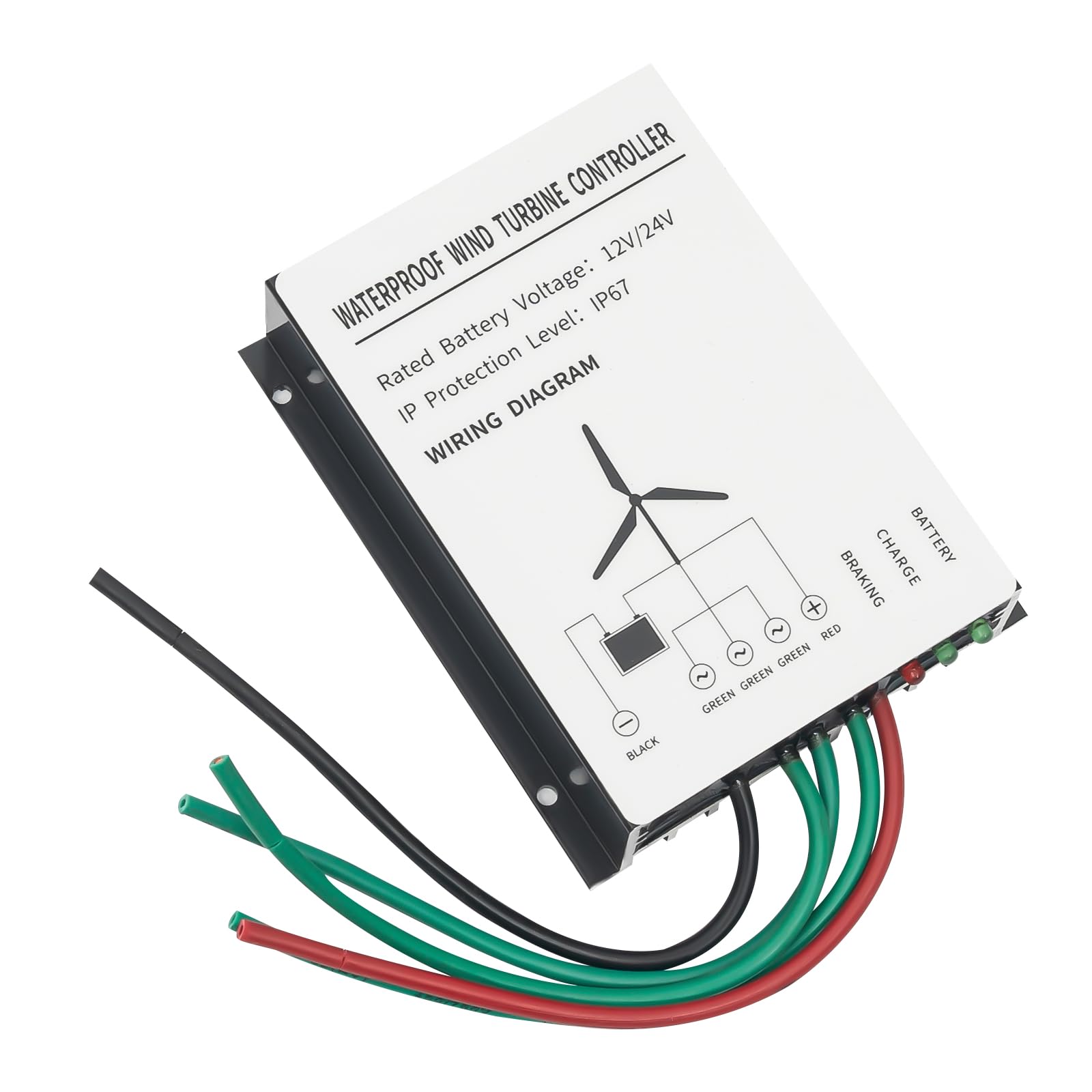 OUKANING Vertikale Windkraftanlage Komplett Set Mit Steuergerät, Spiralförmiges Design, 100W 12V/24V Windgenerator Vertikal, Permanentmagnet Rotor Generator (12V, Weiß)