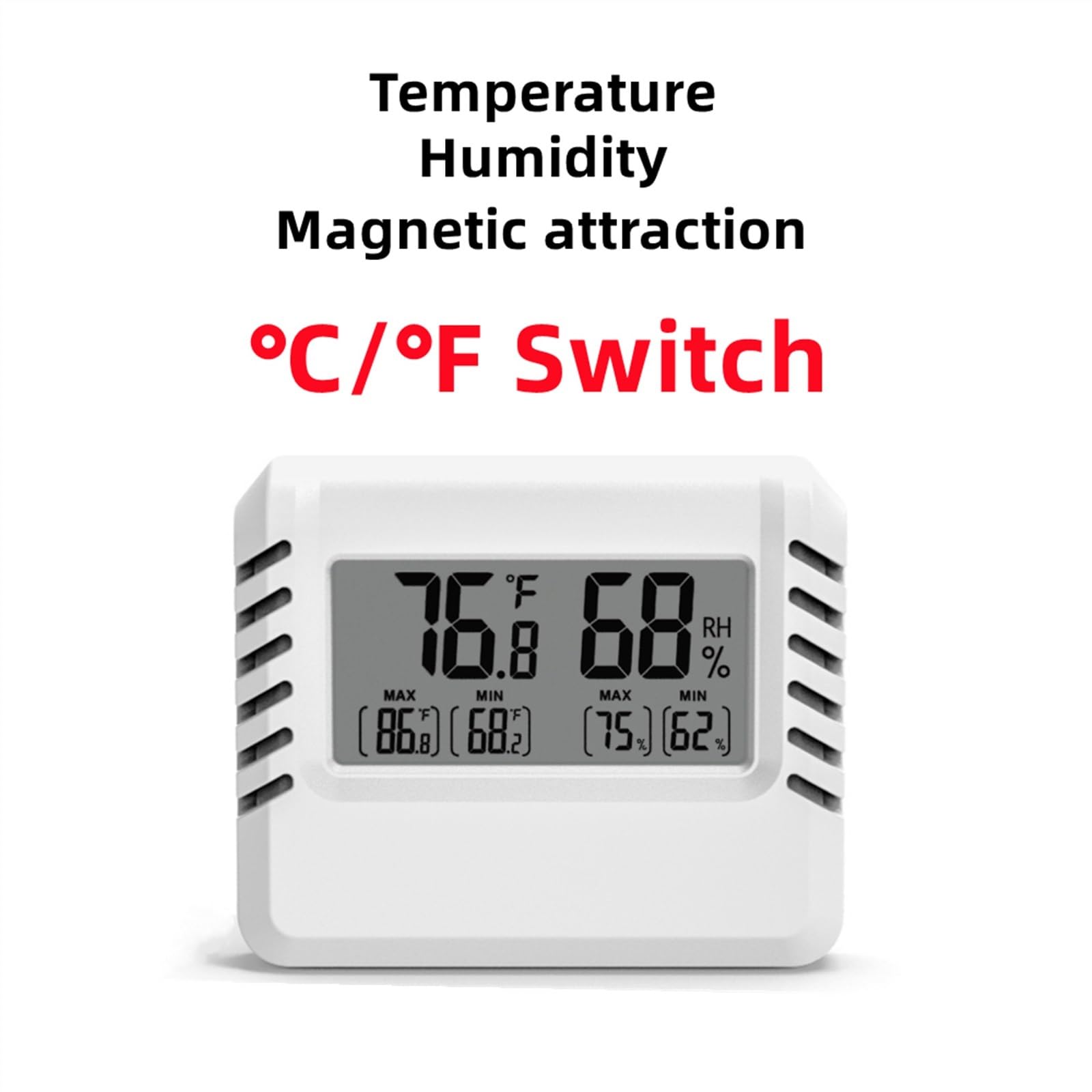 Termómetro Digital higrómetro for Interiores y Exteriores, medidor de Temperatura Humedad en °C/°F, Pantalla LCD Sensor(Blanc)