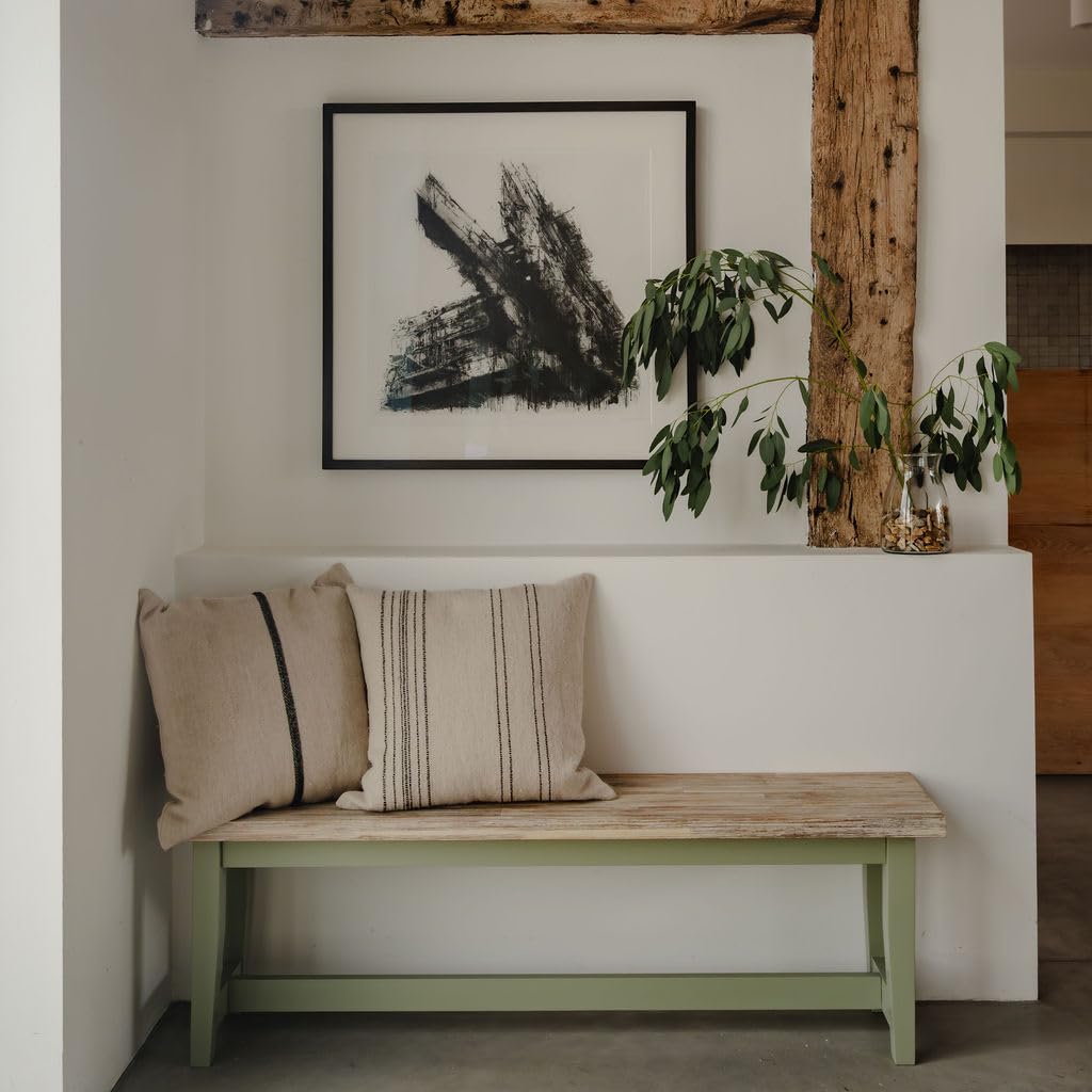 Statement Furniture Florence Solid Acacia Hardwood Kitchen Dining Bench, Backless | 120cm or 140cm Length | Sturdy Dining Table Seat with Wooden Seat (sage green, 140cm)